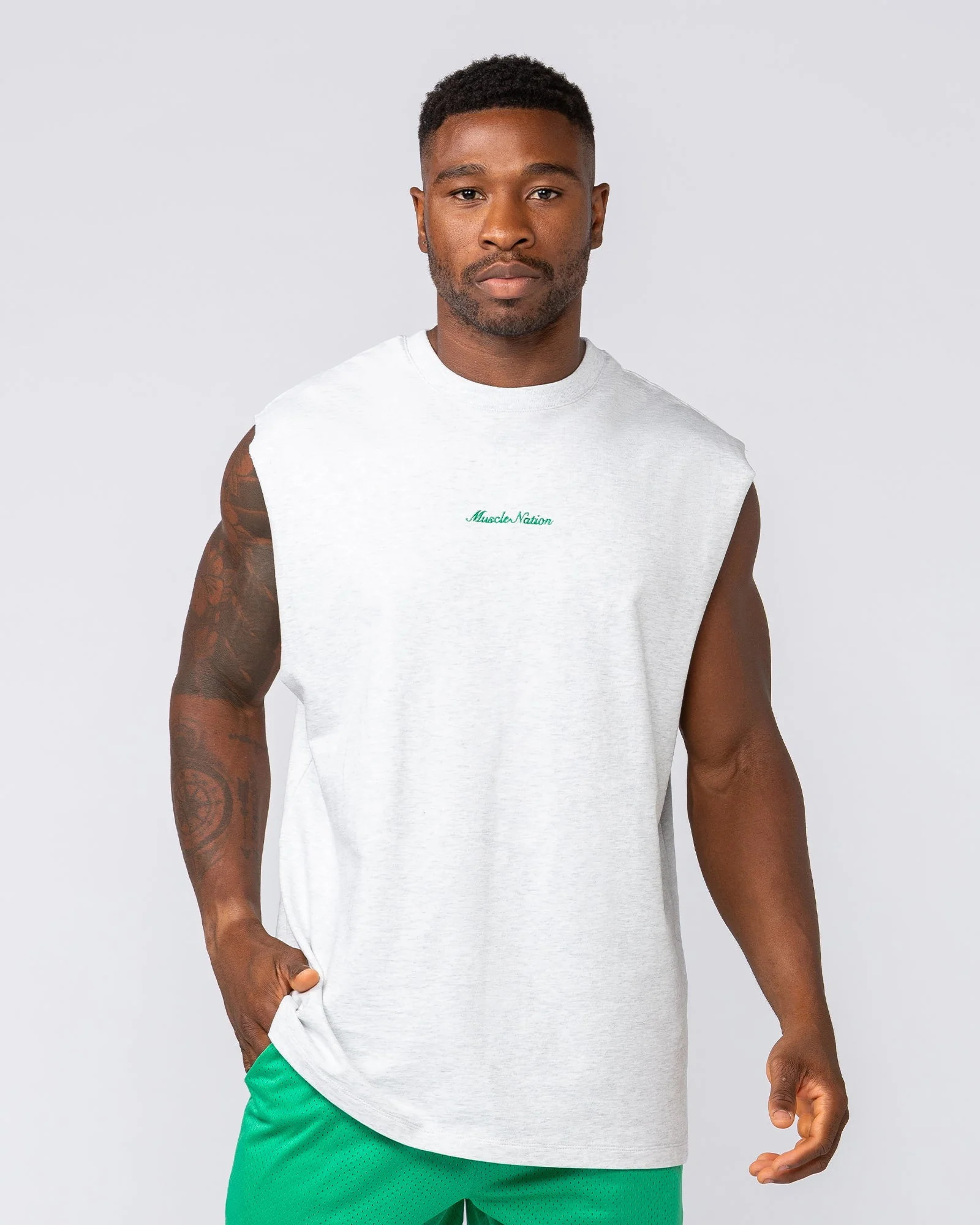 Loopback Muscle Tank - Snow Grey Marl - Image 2