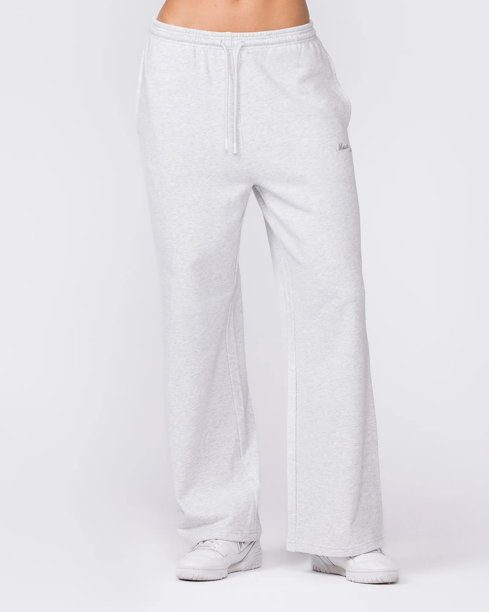 Loopback Straight Leg Trackies - Snow Grey Marl - Image 4