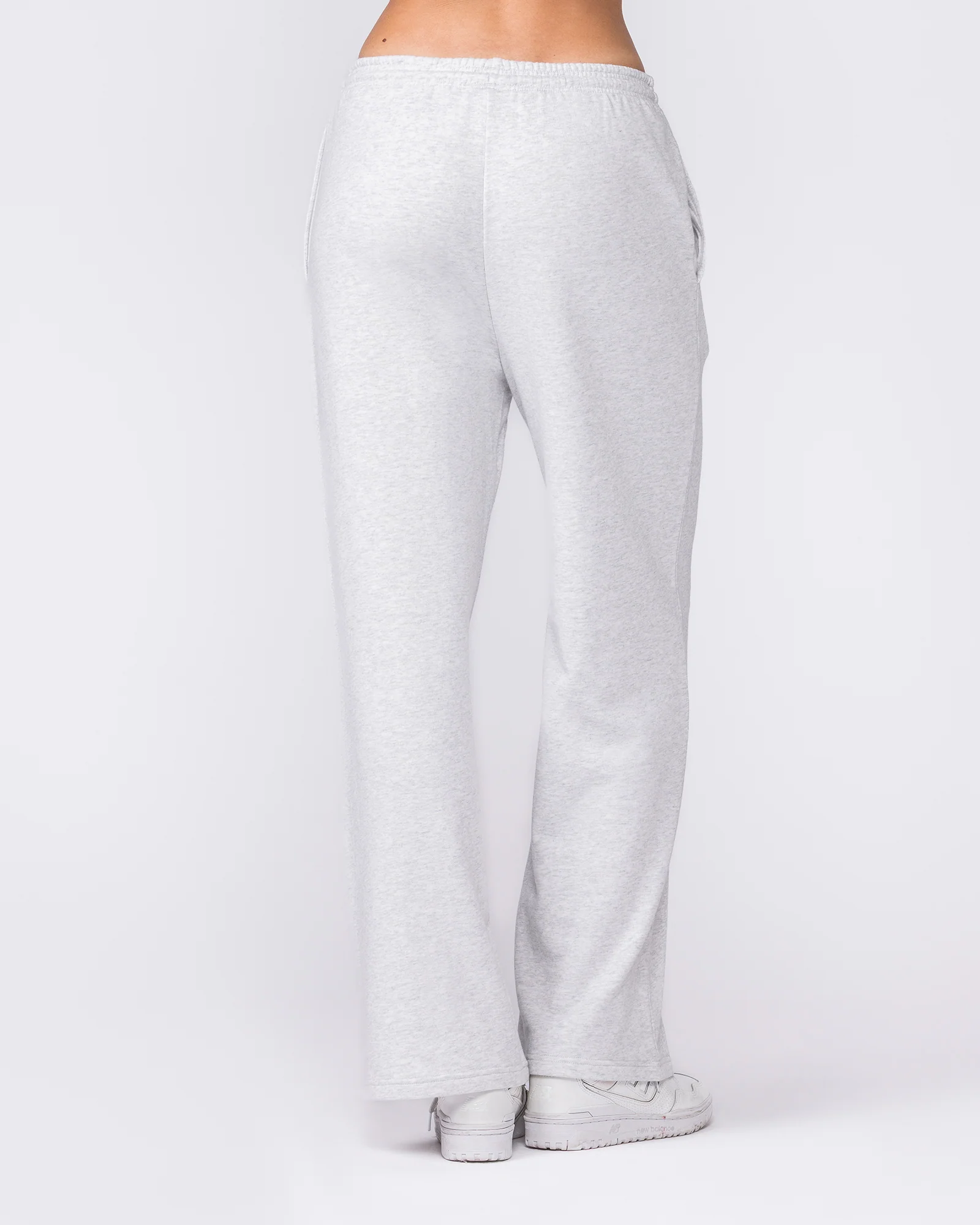 Loopback Straight Leg Trackies - Snow Grey Marl - Image 5