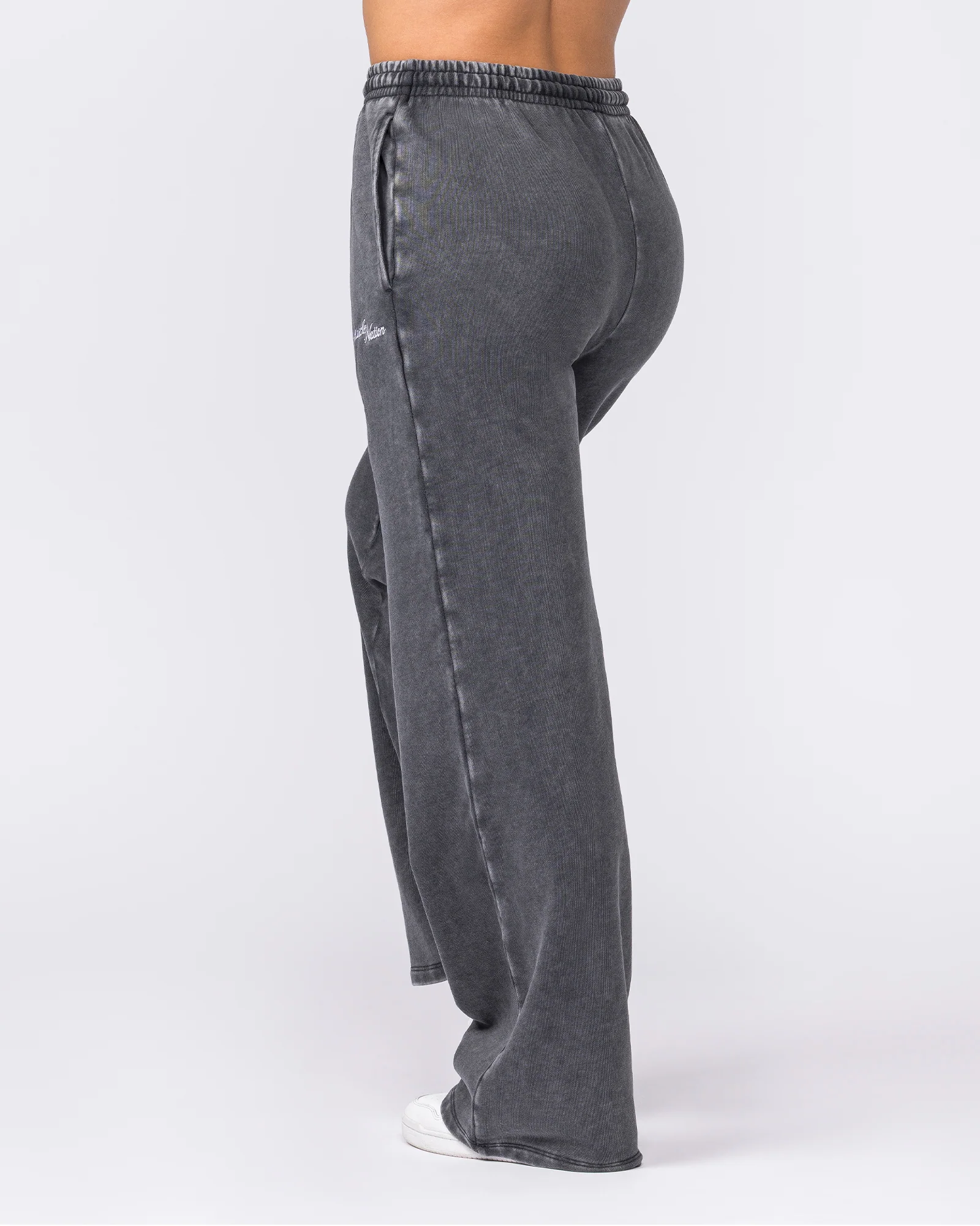 Loopback Straight Leg Vintage Trackies - Washed Black - Image 2