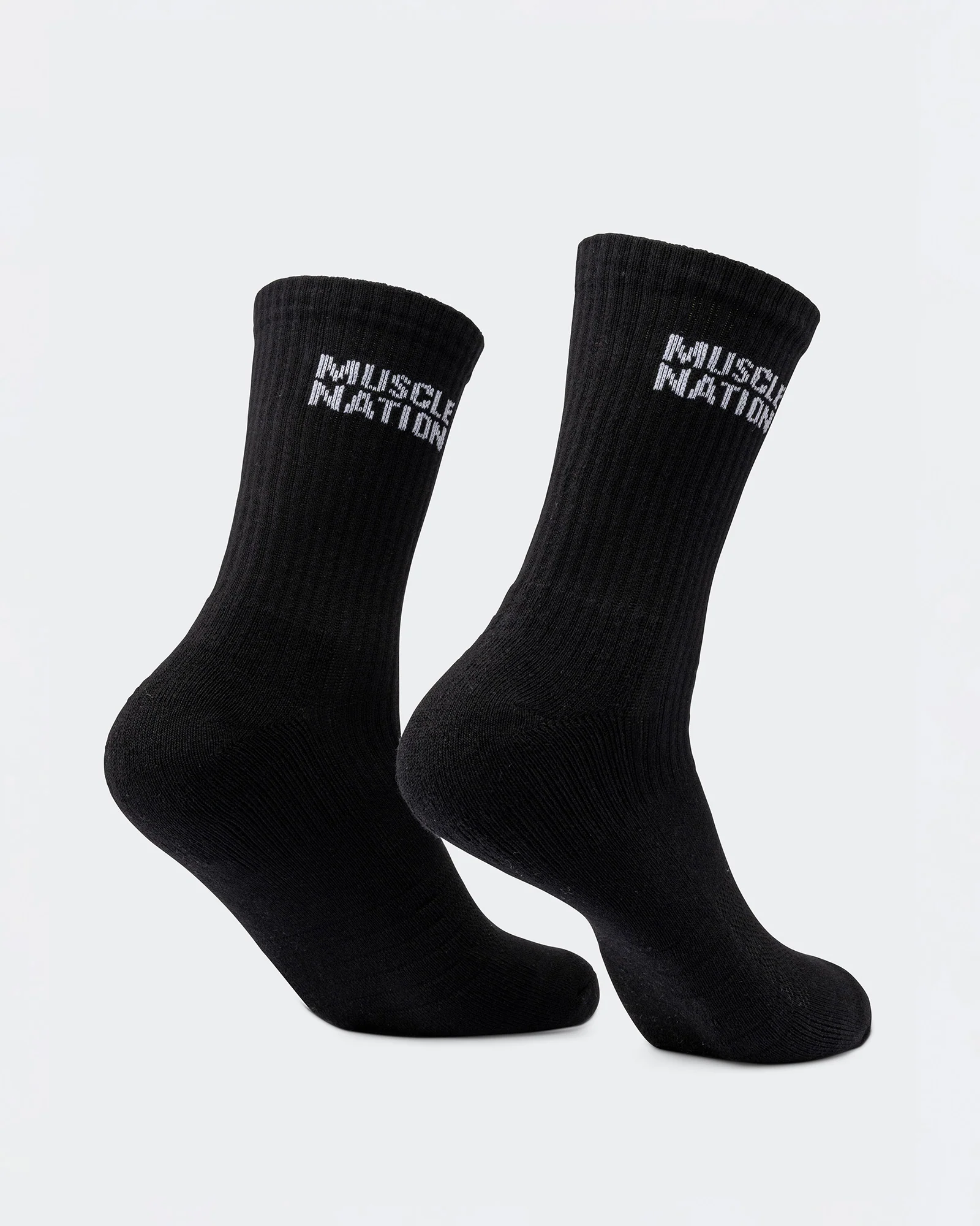 Mens Essential Crew Socks (2x Pack) - Black - Image 5