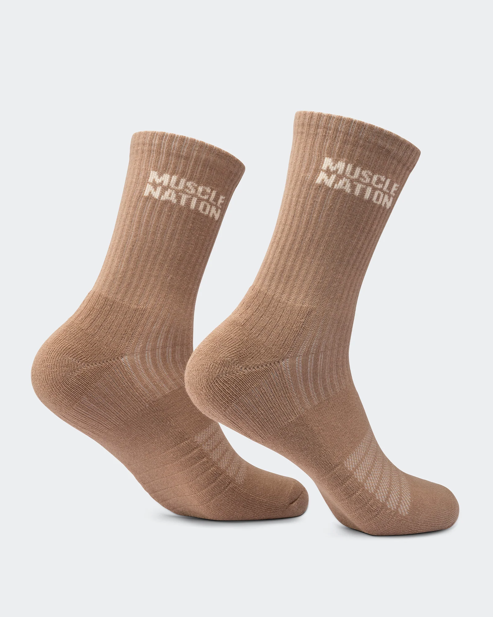 Mens Essential Crew Socks (2x Pack) - Taupe / Dew - Image 3