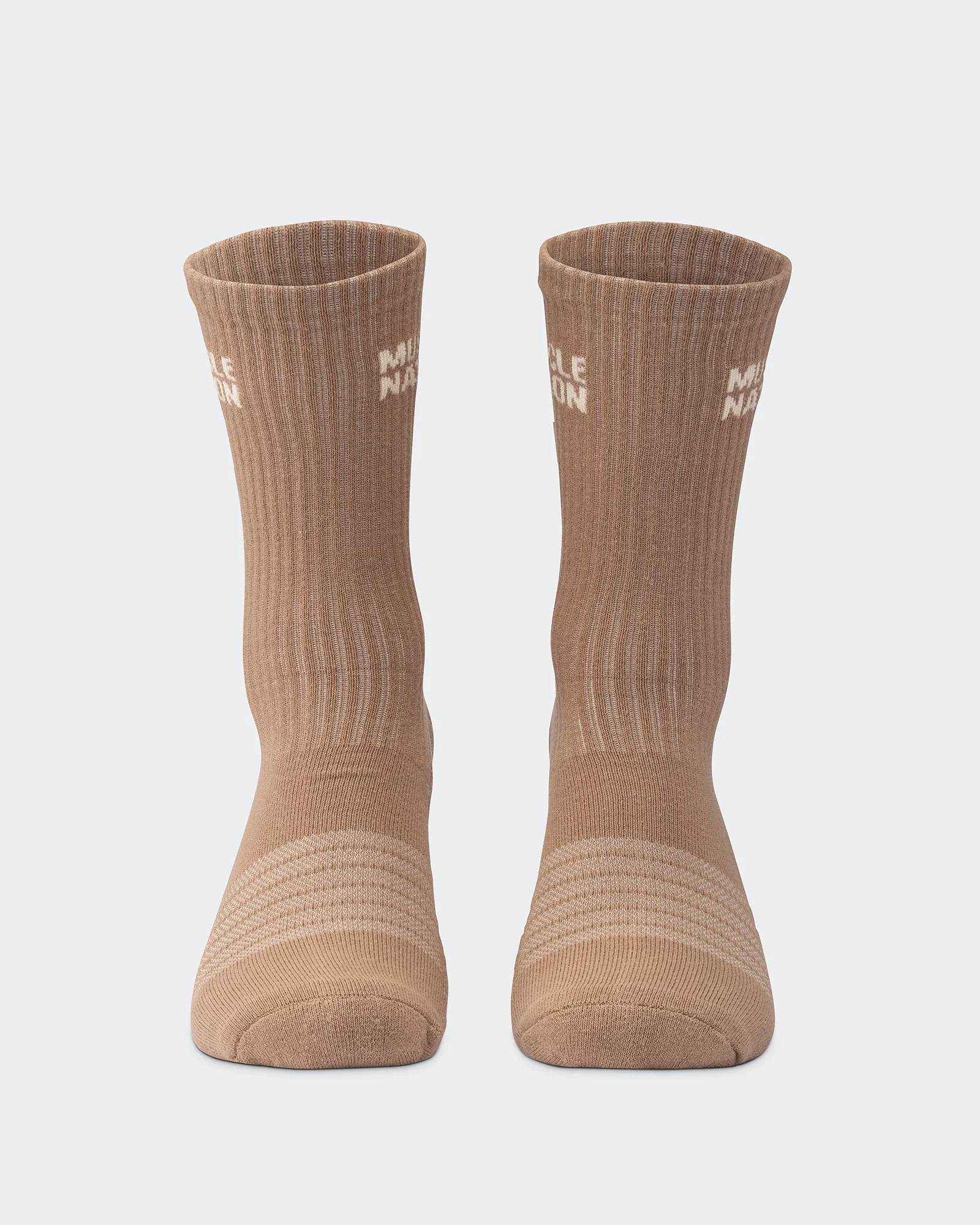 Mens Essential Crew Socks (2x Pack) - Taupe / Dew - Image 4