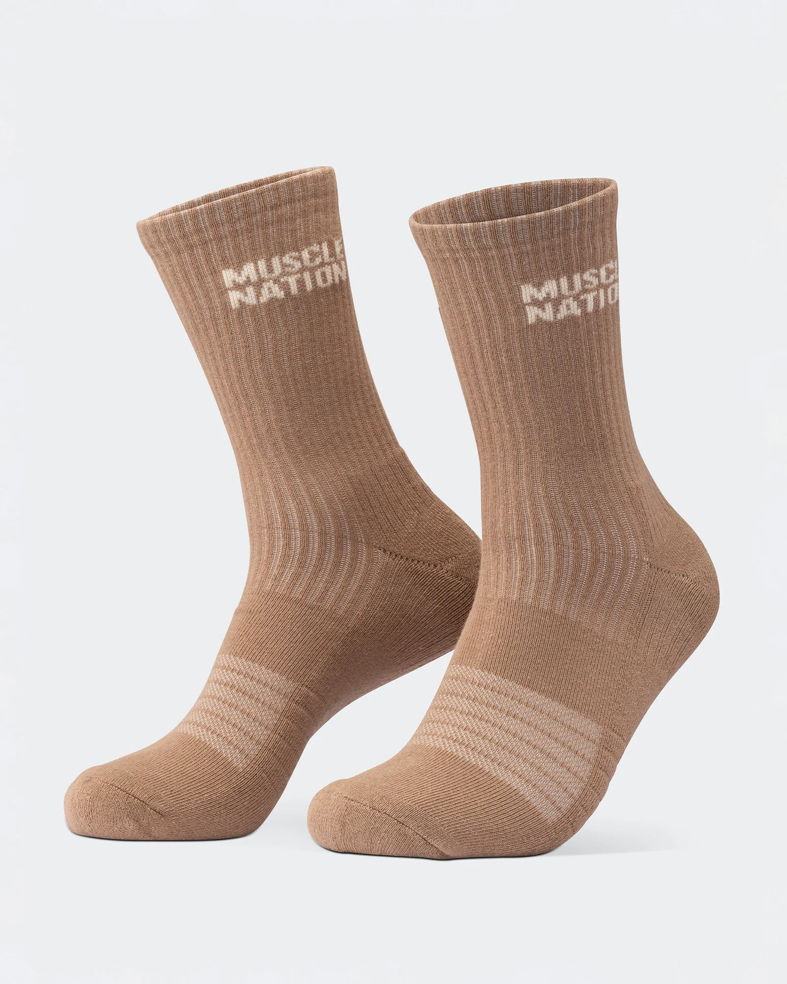 Mens Essential Crew Socks (2x Pack) - Taupe / Dew - Image 5