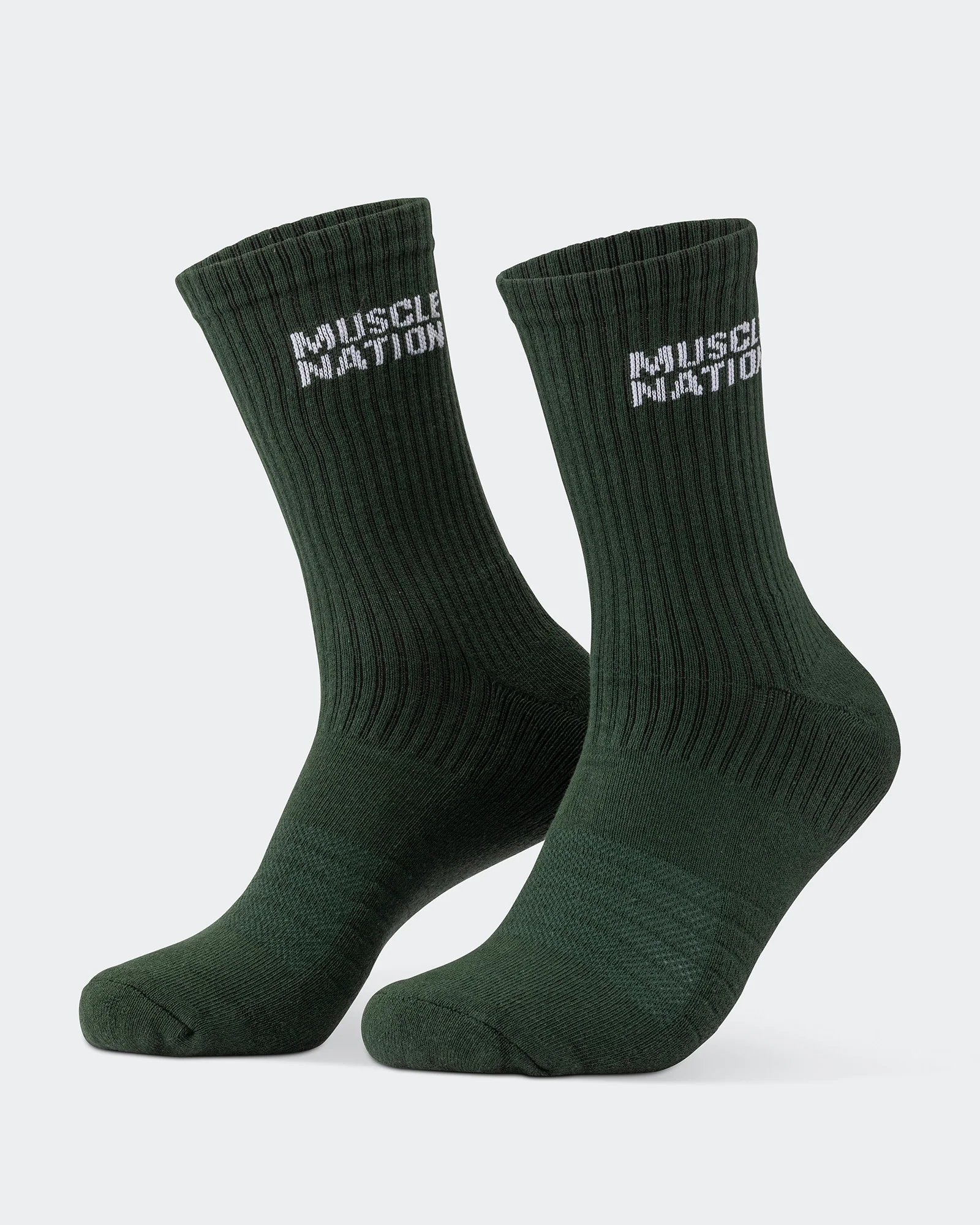 Mens Essential Crew Socks (3x Pack) - Cream / Eggshell / Evergreen - Image 13