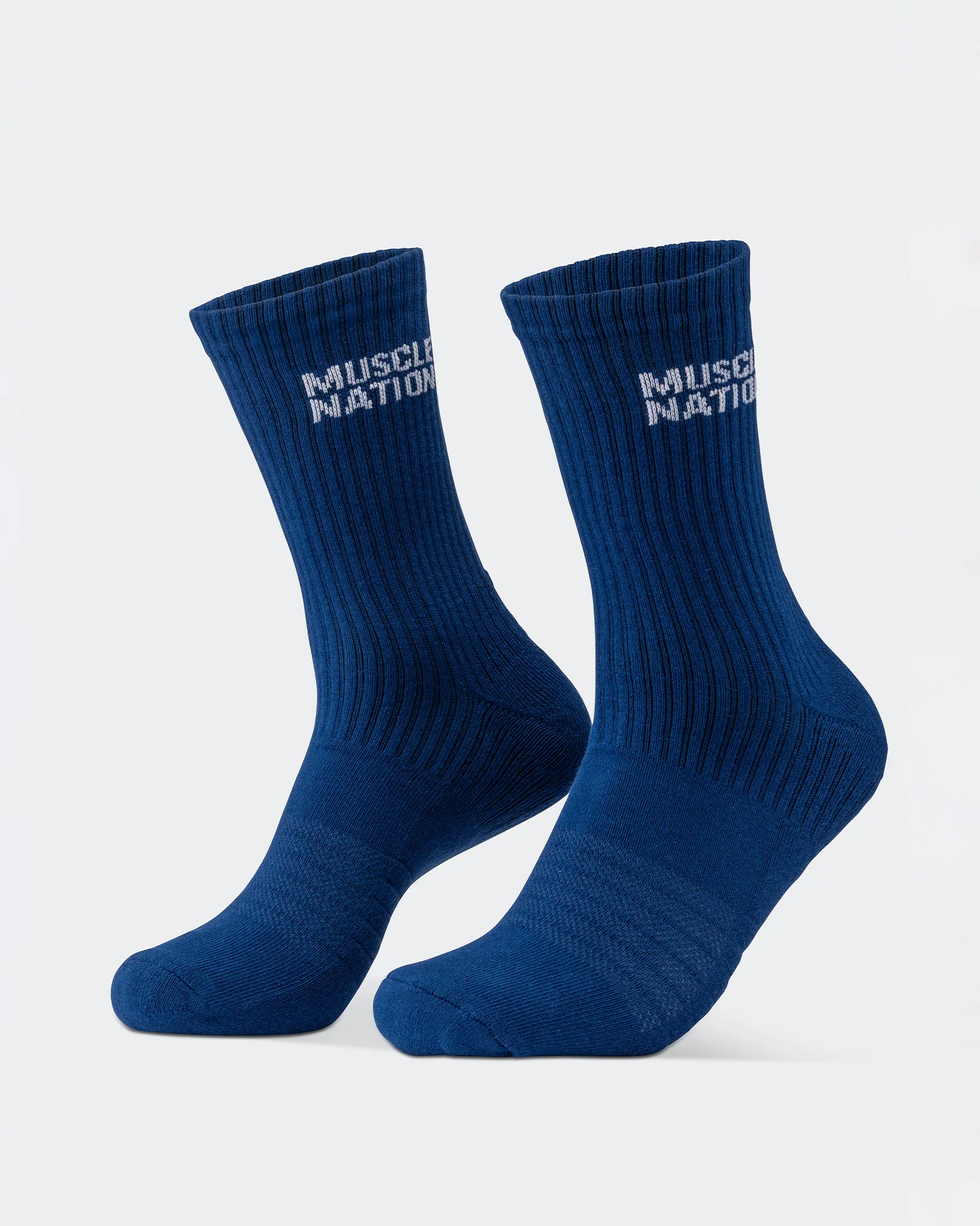 Mens Essential Crew Socks (3x Pack) - Navy / Hawaiian Blue / Off White - Image 12