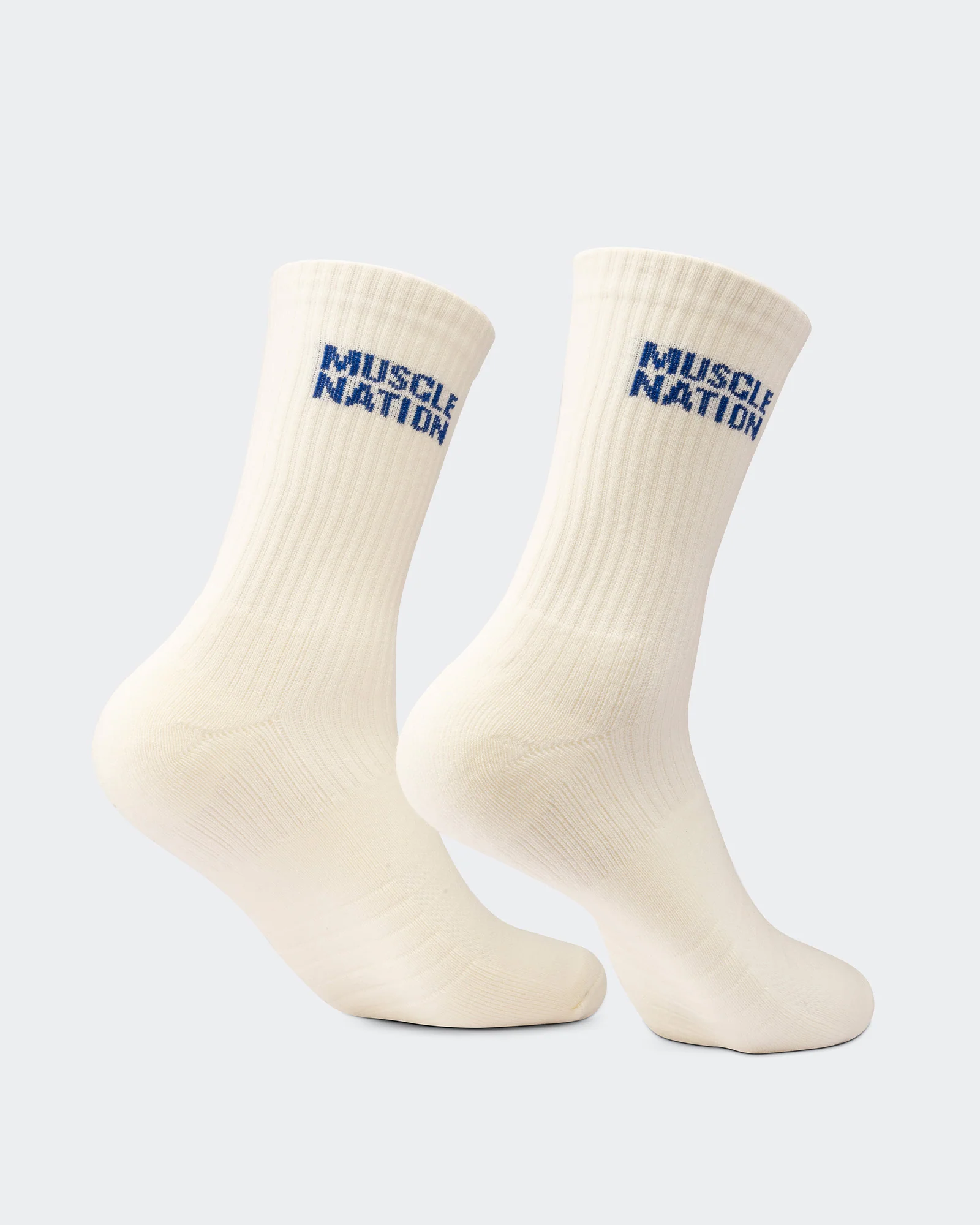 Mens Essential Crew Socks (3x Pack) - Navy / Hawaiian Blue / Off White - Image 2