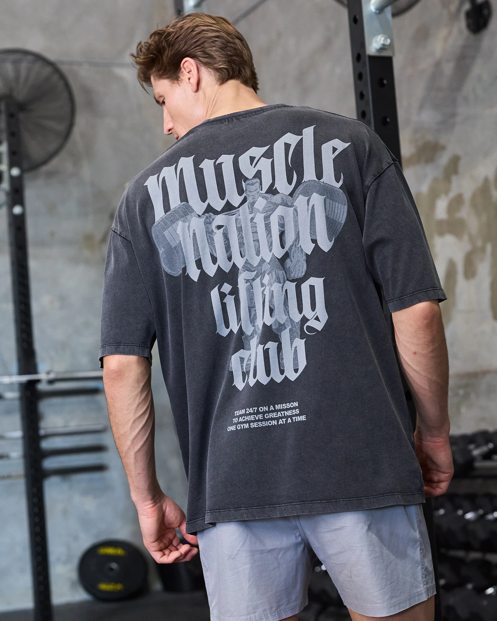 Lifting Club Oversized Vintage Tee - Washed Black