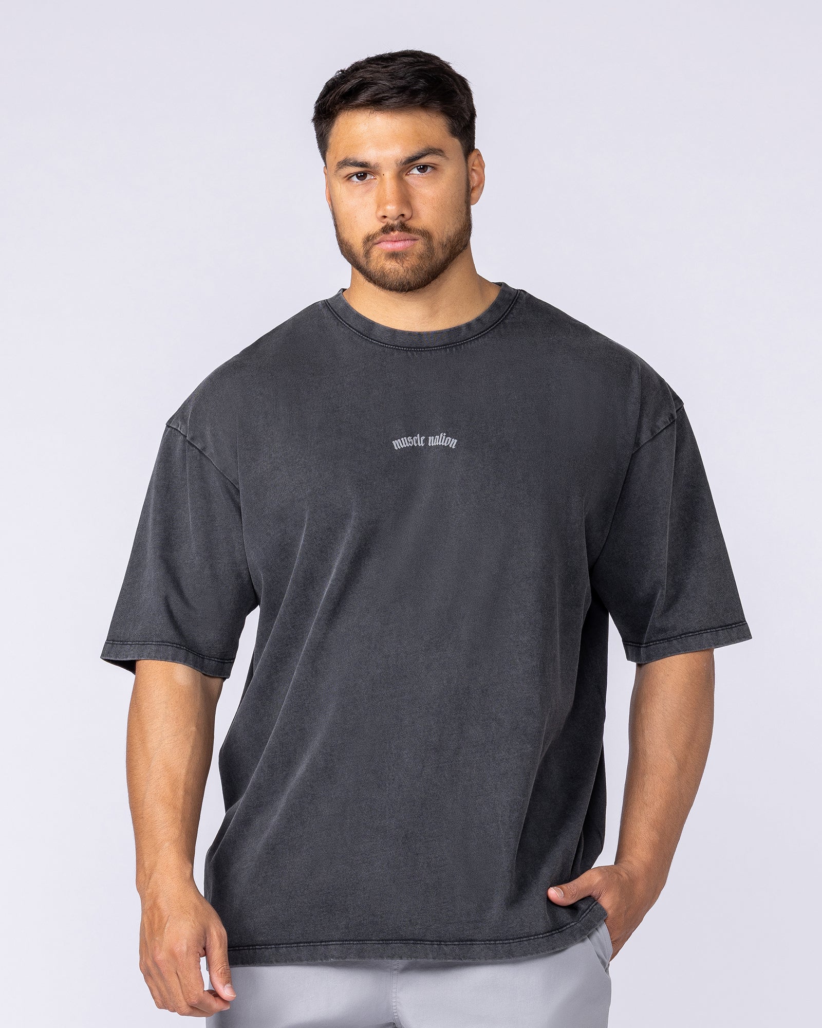 Lifting Club Oversized Vintage Tee - Washed Black - Image 2