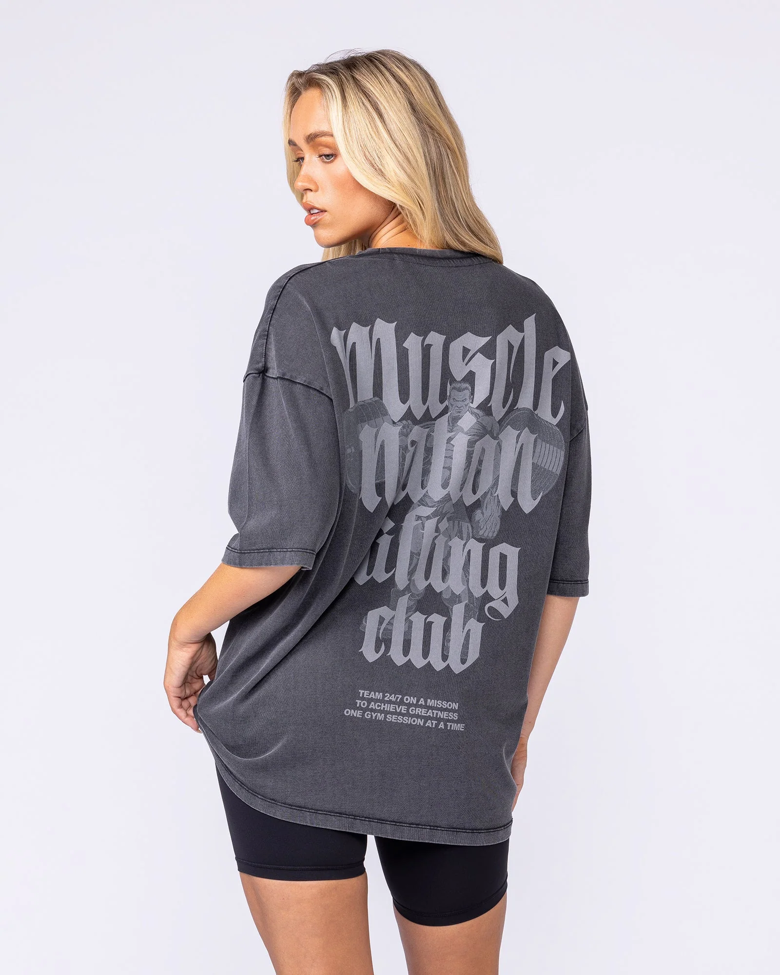 Lifting Club Oversized Vintage Tee - Washed Black - Image 8
