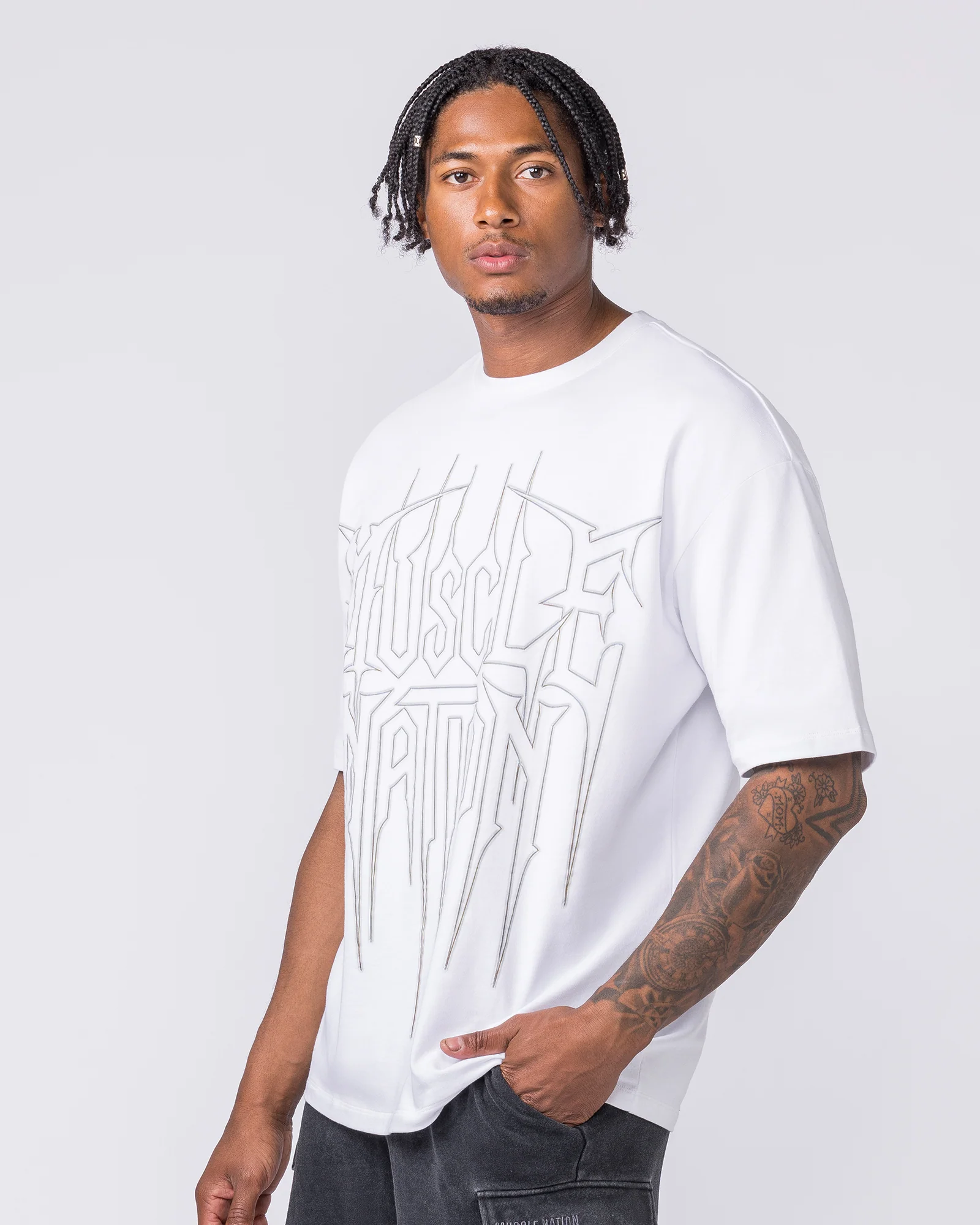 Metalcore Oversized Tee - White - Image 4