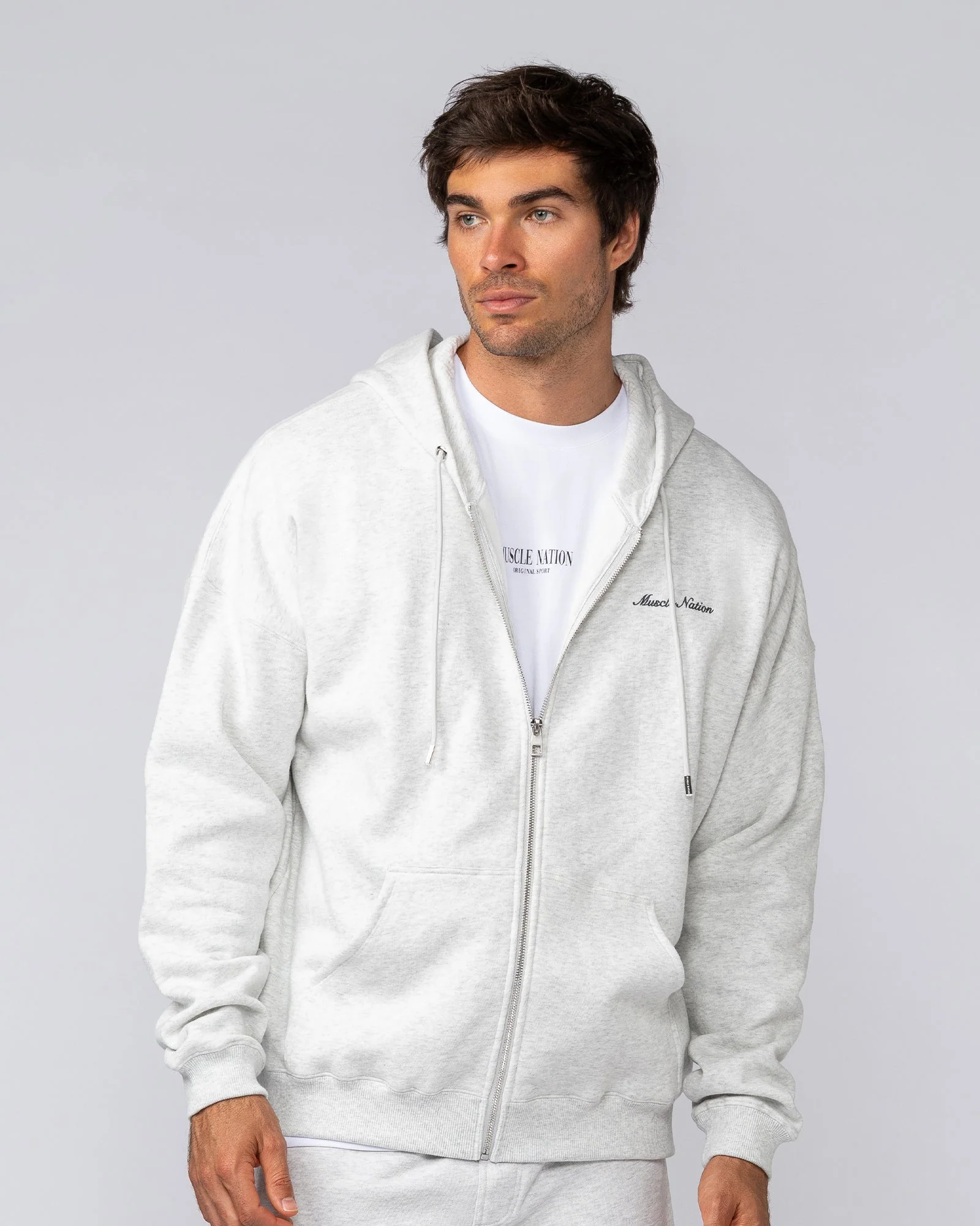 MN Classic Zip Through - Snow Grey Marl - Image 2