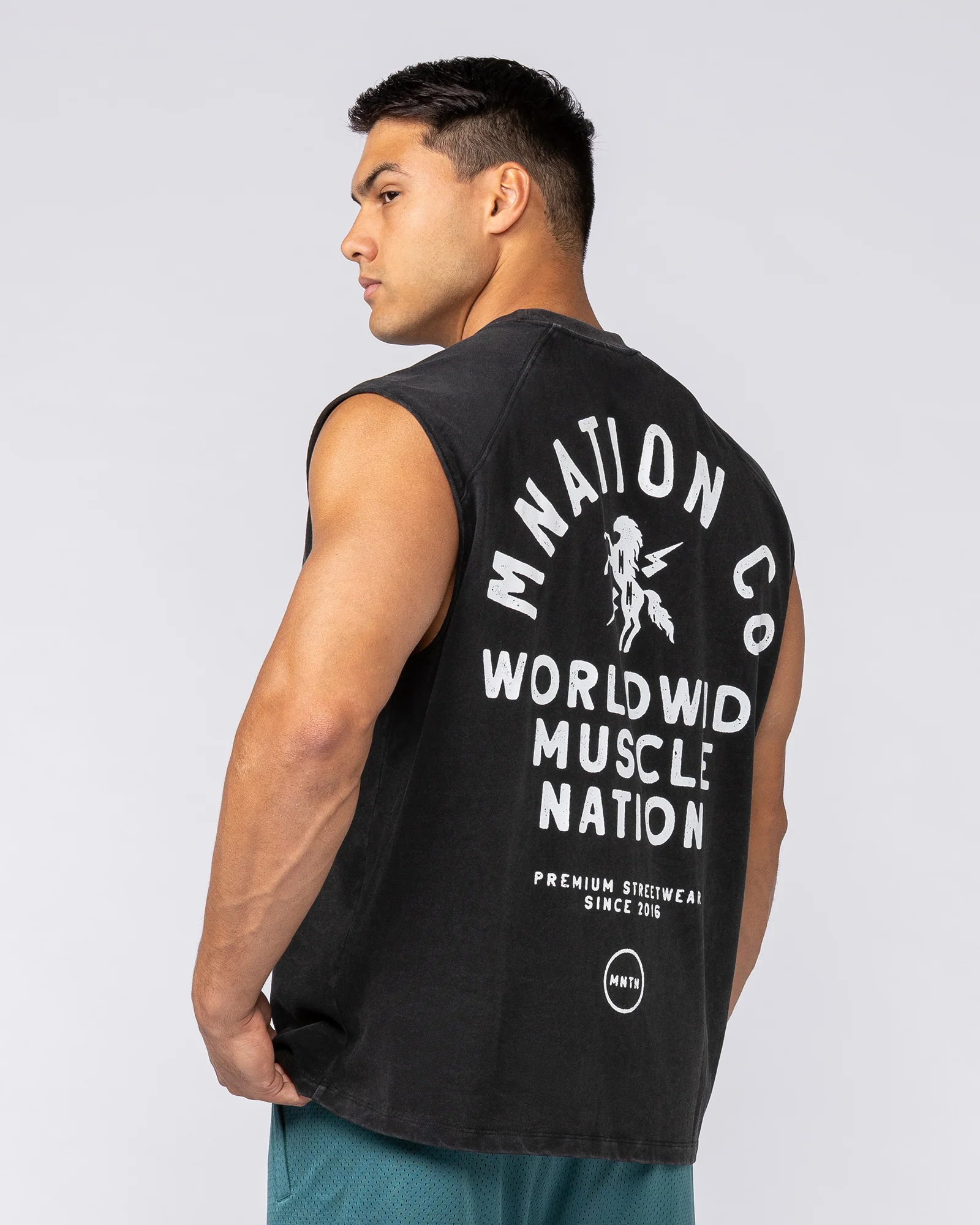 MNation Co Vintage Boxy Muscle Tank - Washed Black - Image 4
