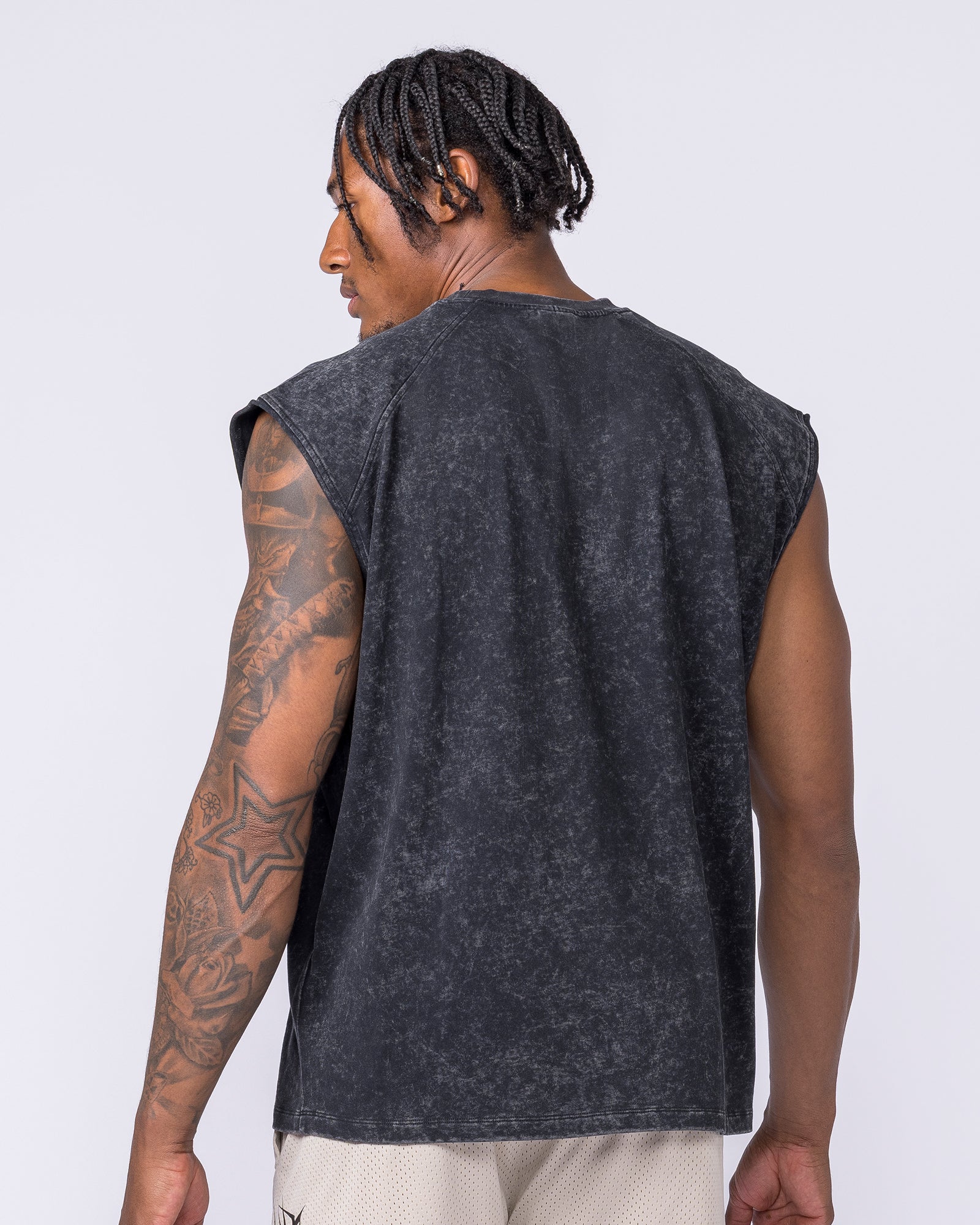 Night Rider Vintage Boxy Muscle Tank - Washed Black - Image 3