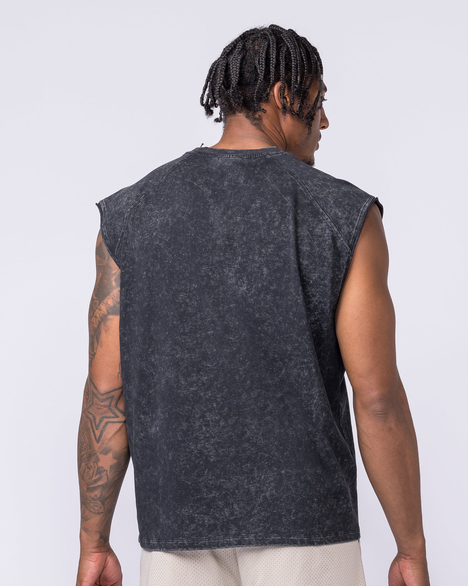 Night Rider Vintage Boxy Muscle Tank - Washed Black - Image 5