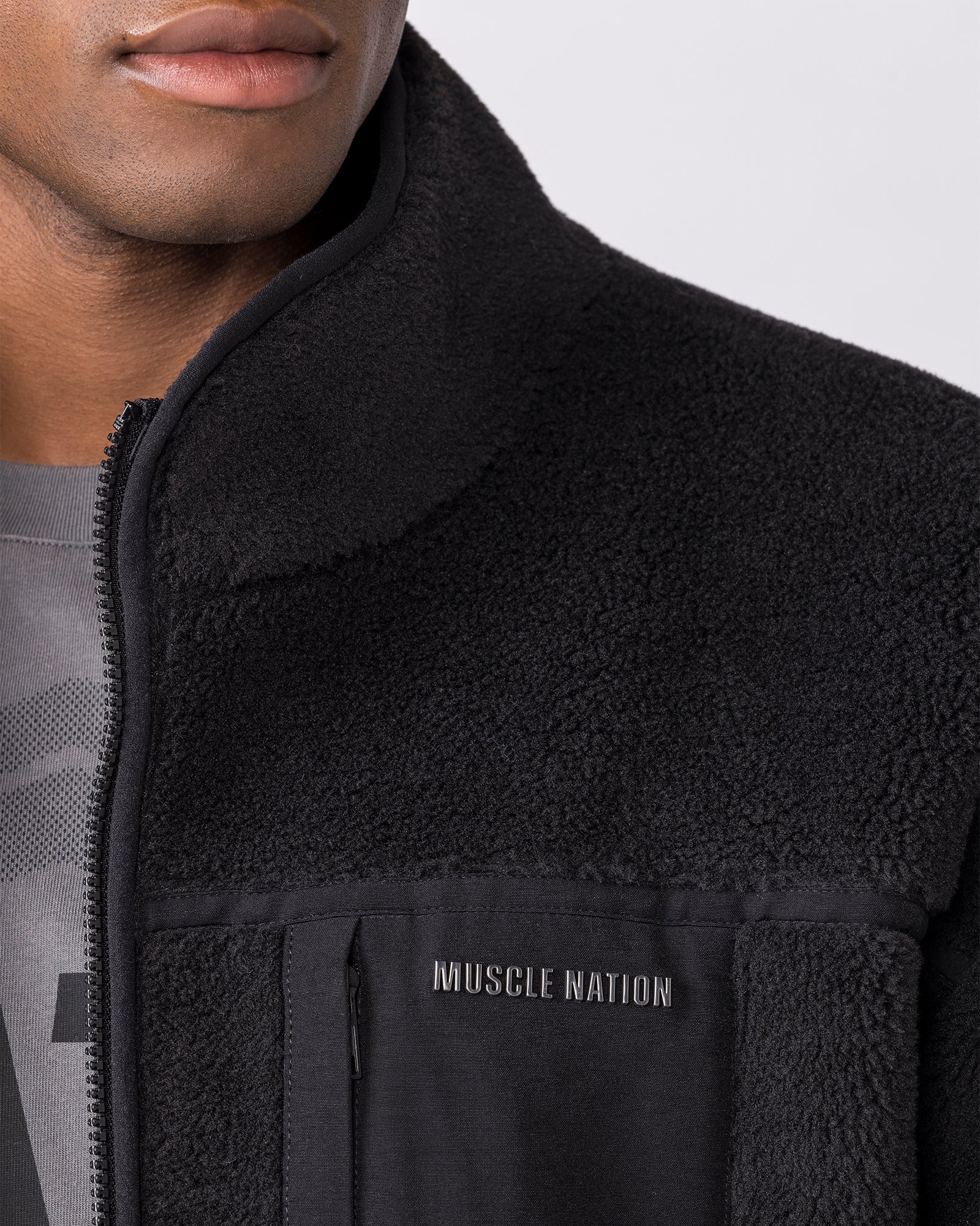 Nomad Sherpa Zip Through Jacket - Black - Image 4
