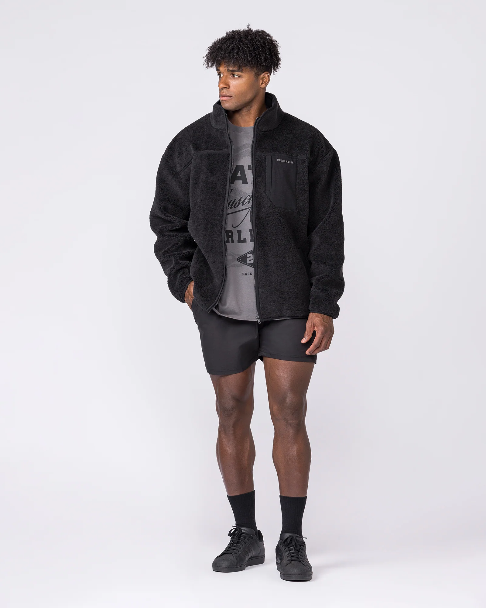 Nomad Sherpa Zip Through Jacket - Black - Image 7