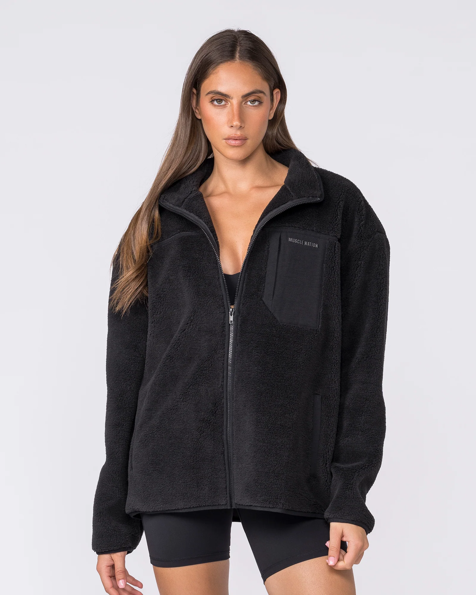 Nomad Sherpa Zip Through Jacket - Black - Image 8