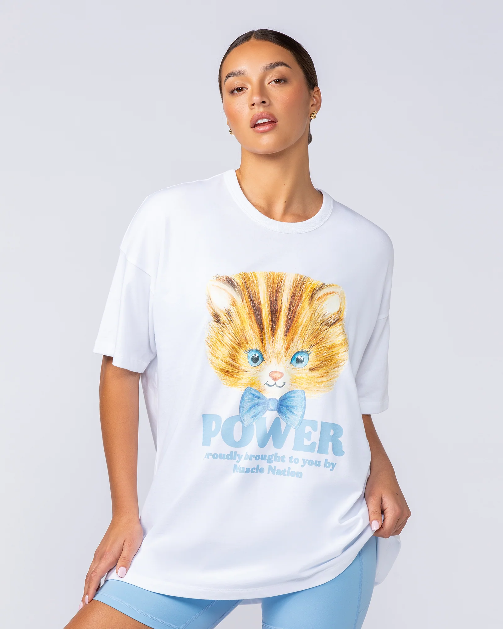 P Power Oversized Tee - White - Image 2