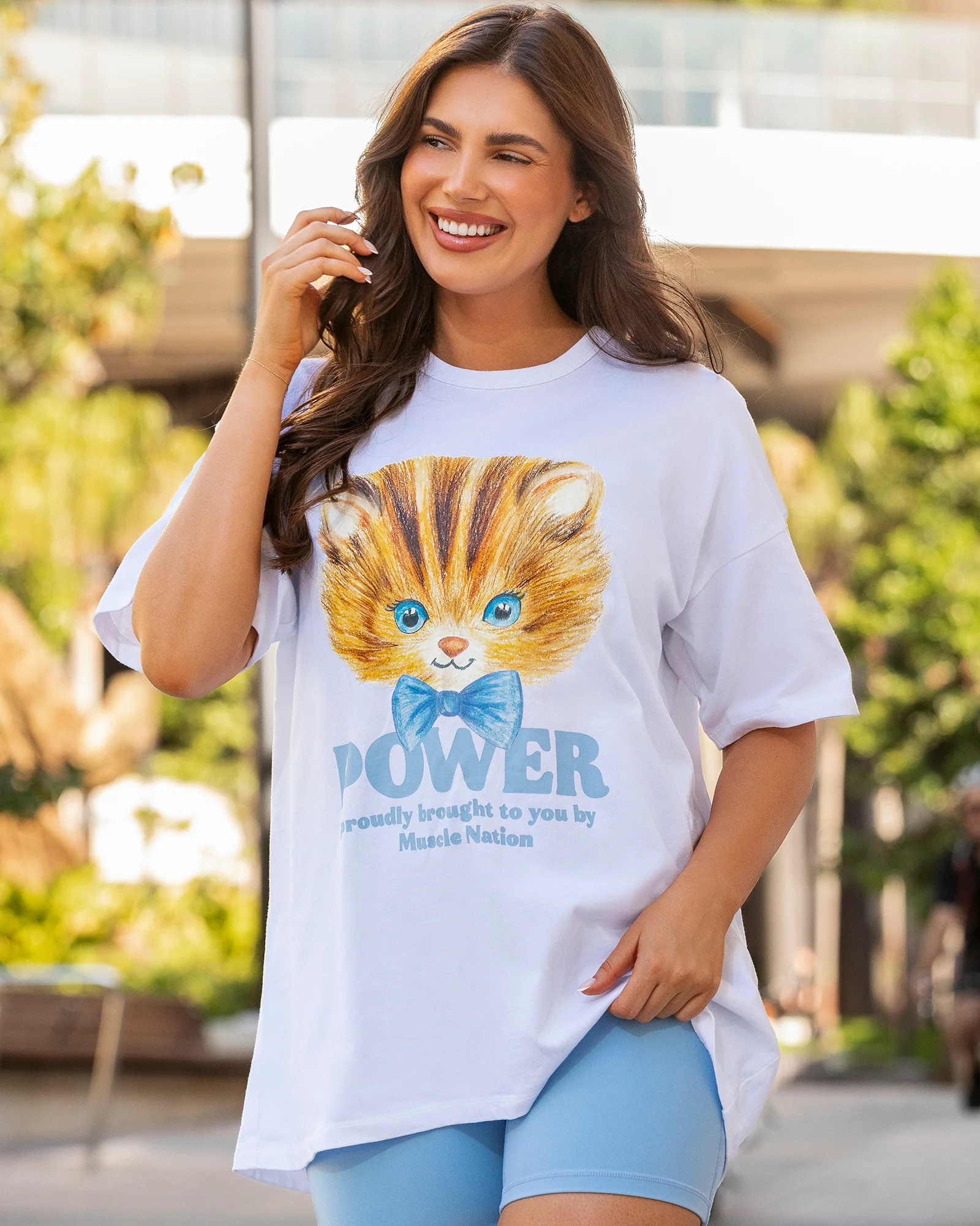 P Power Oversized Tee - White - Image 7