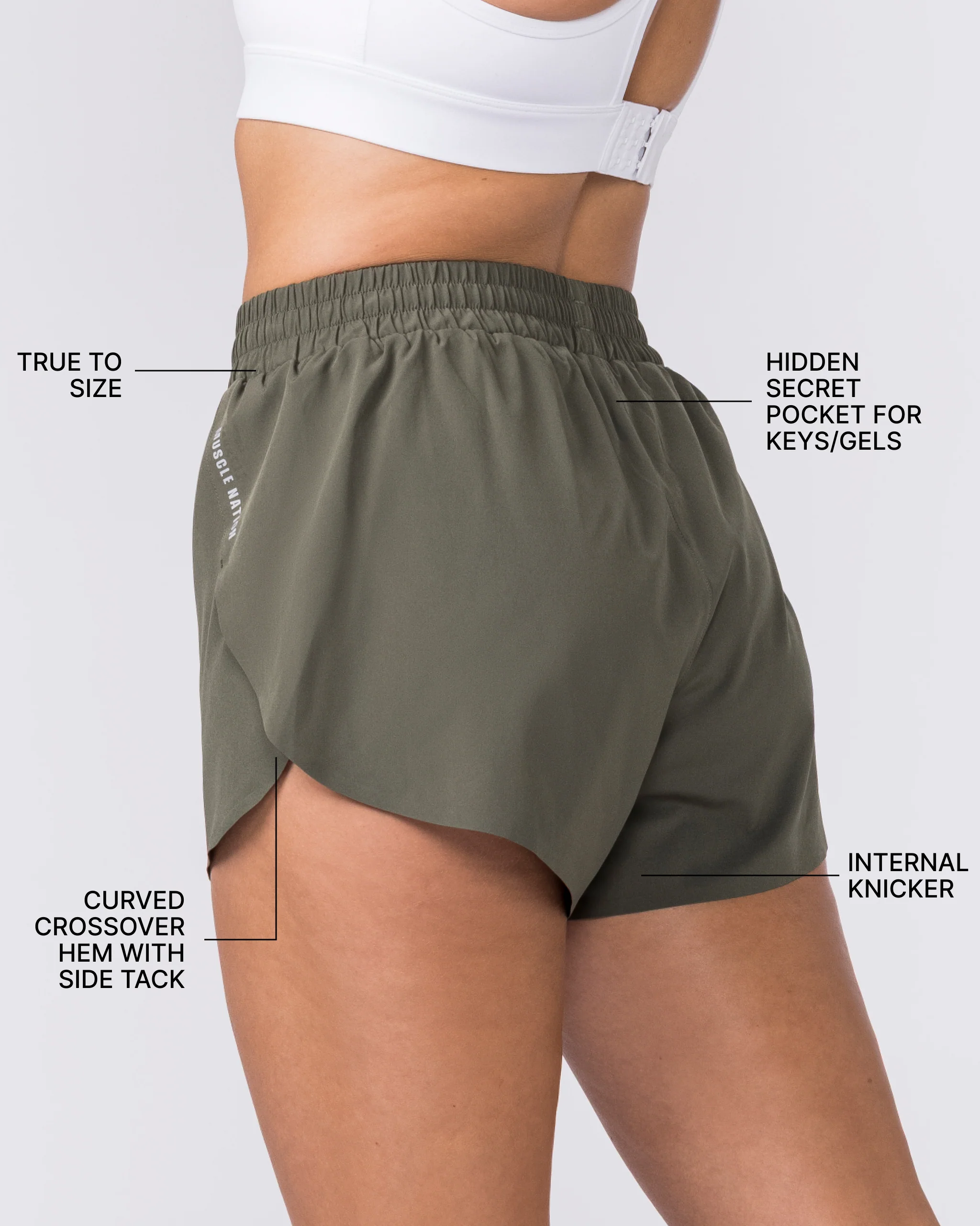 Pace High-Waisted Run Shorts - Dark Khaki - Image 2