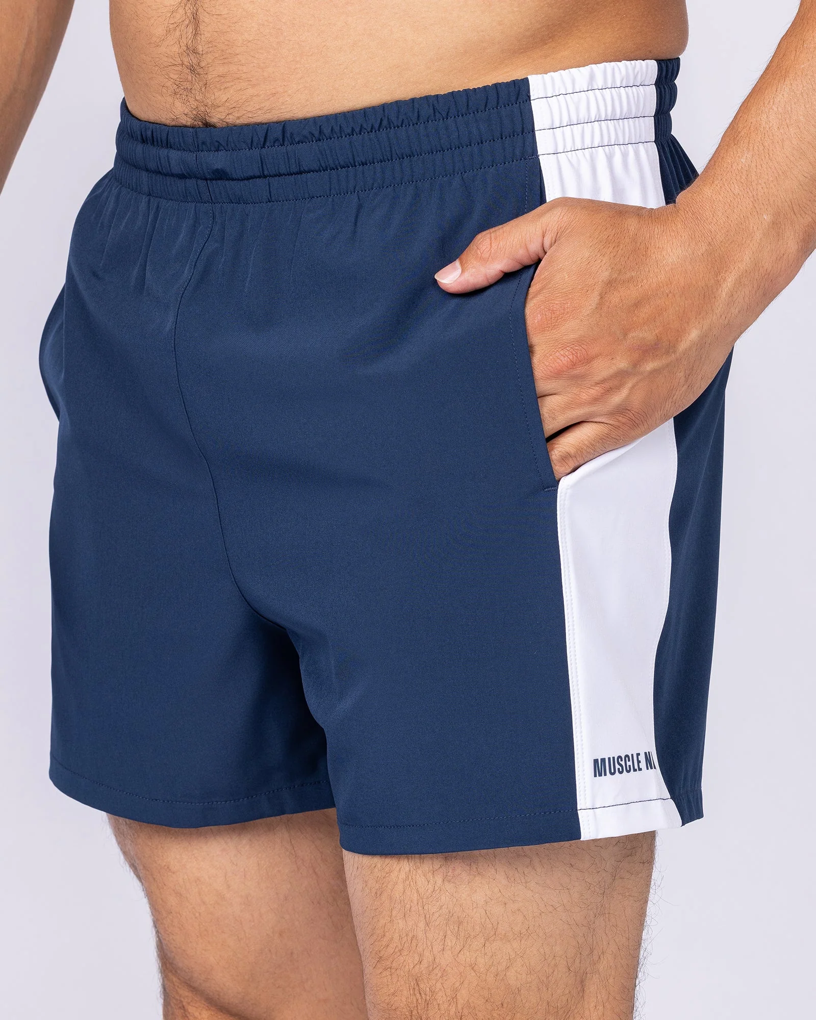 Panelled Function 4" Shorts - Navy - Image 4