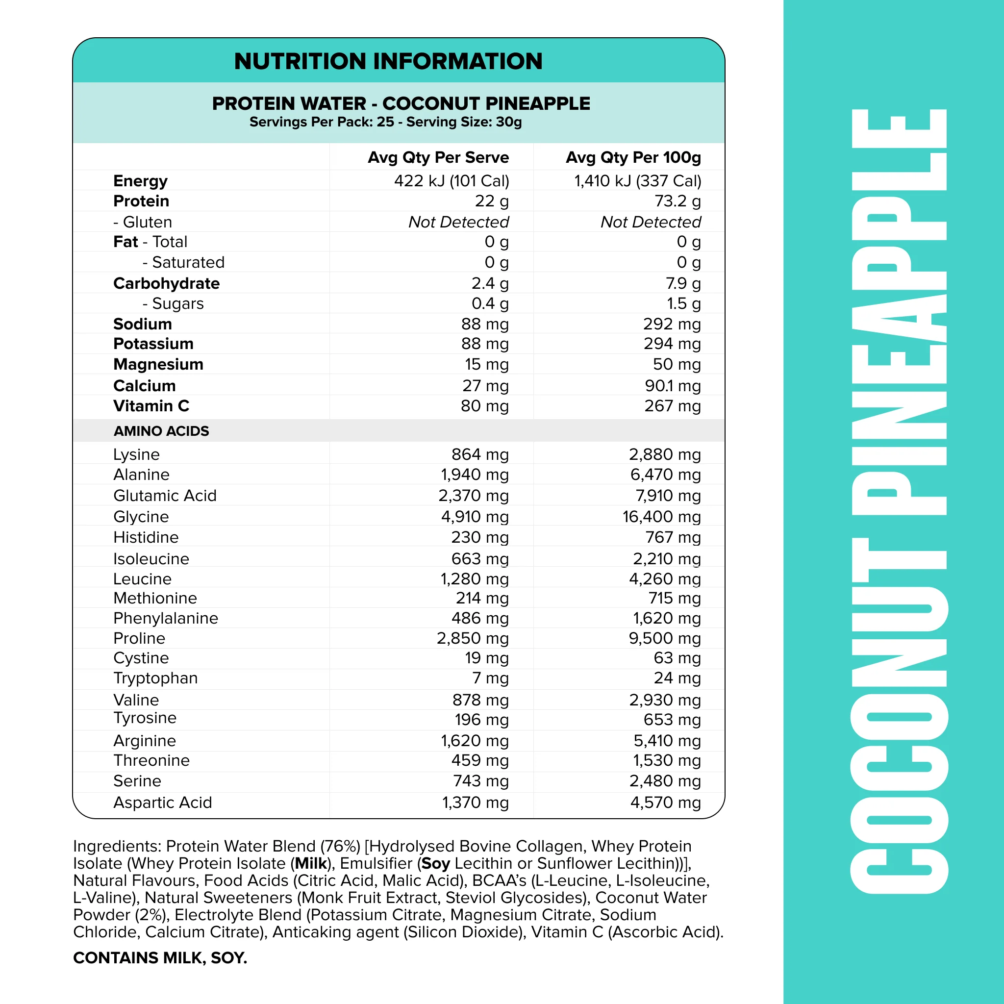 PROTEIN WATER - Coconut Pineapple - 25 serves - Image 3