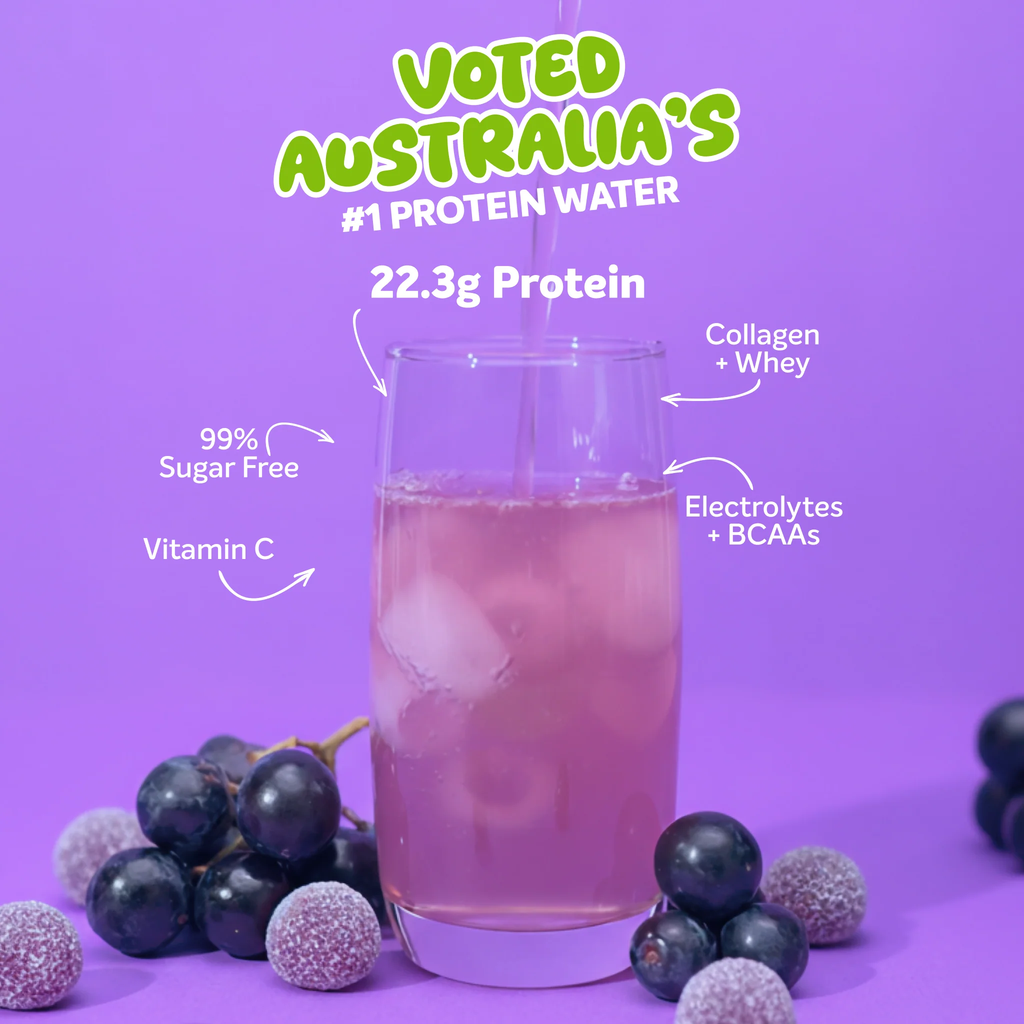 PROTEIN WATER - Sour Grape - 25 serves - Image 2