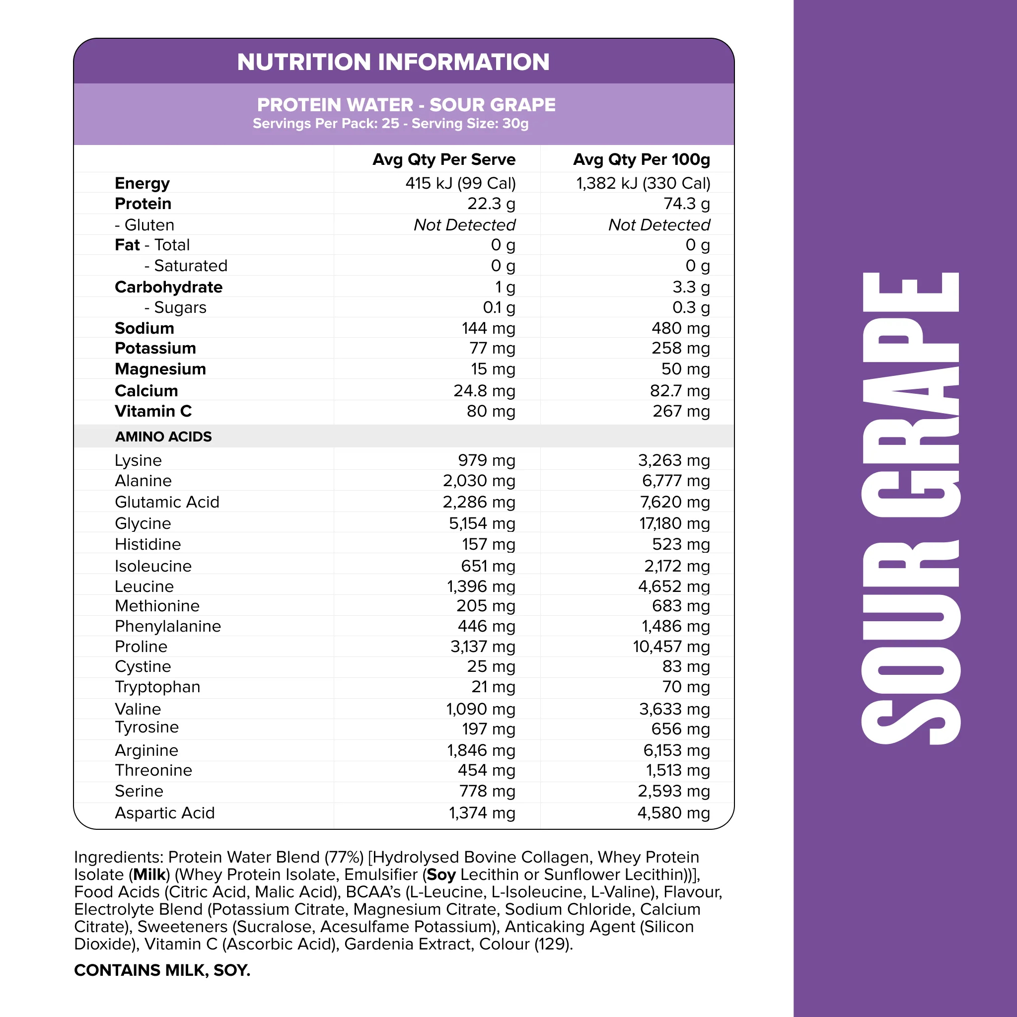 PROTEIN WATER - Sour Grape - 25 serves - Image 3
