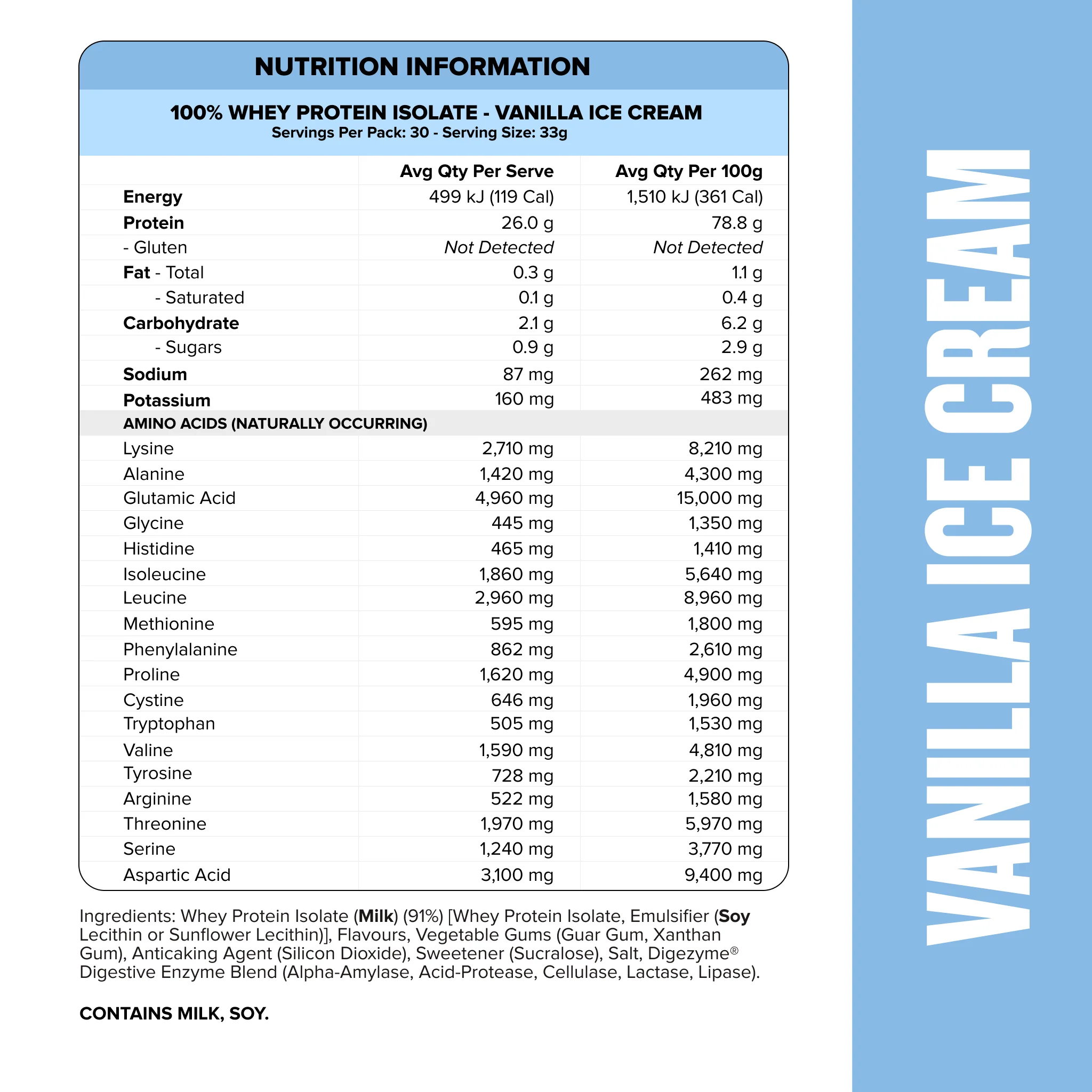 WHEY Protein Isolate - Vanilla Ice Cream - 30 serves - Image 3