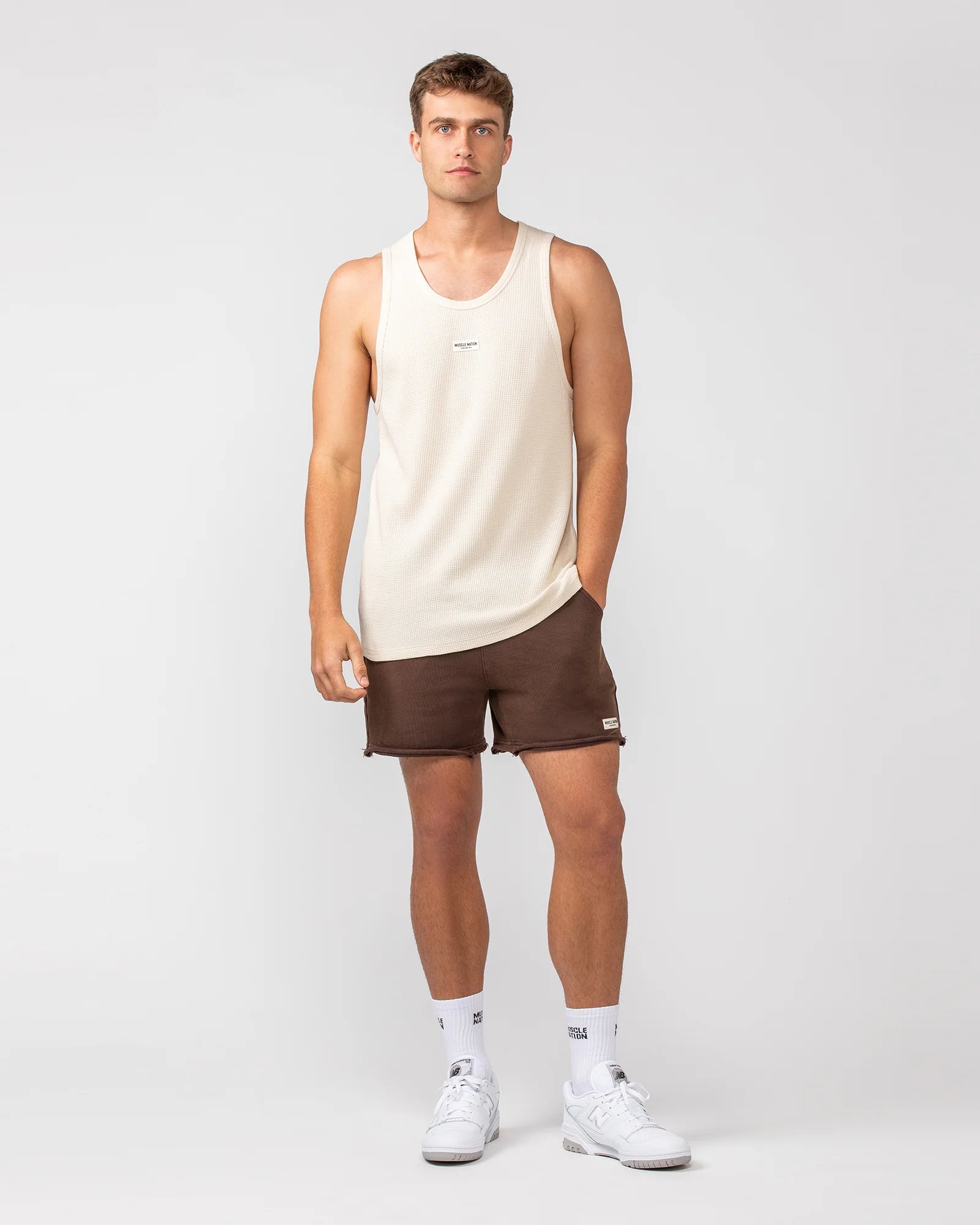 Raw Hem 5" Shorts - Washed Brown - Image 6