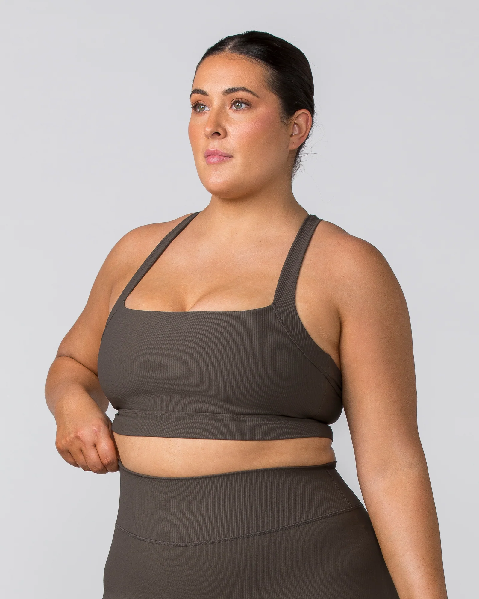 Rebound Rib Bra - Deep Brown - Image 2