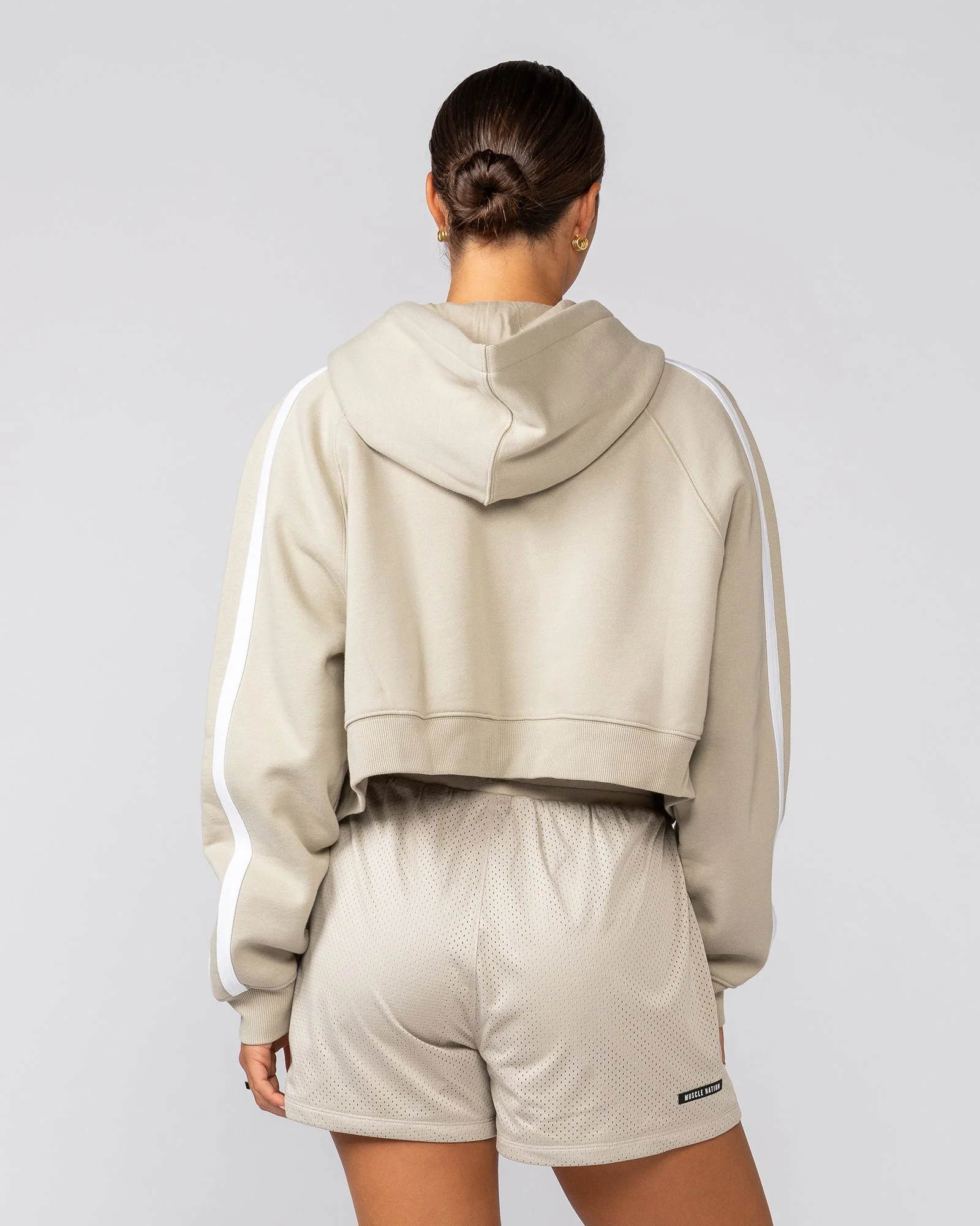 Recoup Cropped Zip Up Hoodie - Stone - Image 5