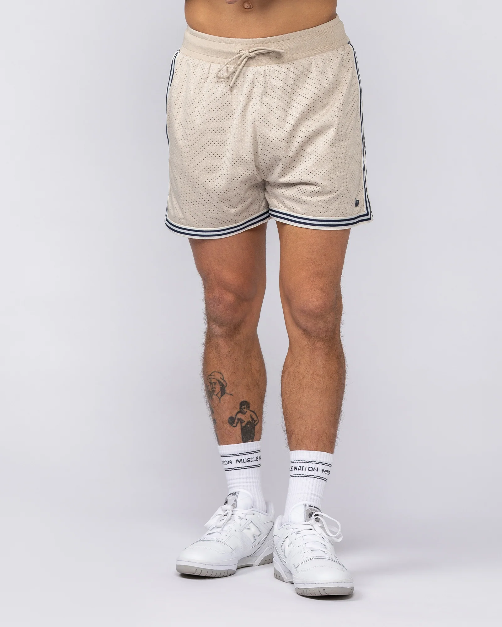 Retro Mesh Training 4" Shorts - Beige - Image 2