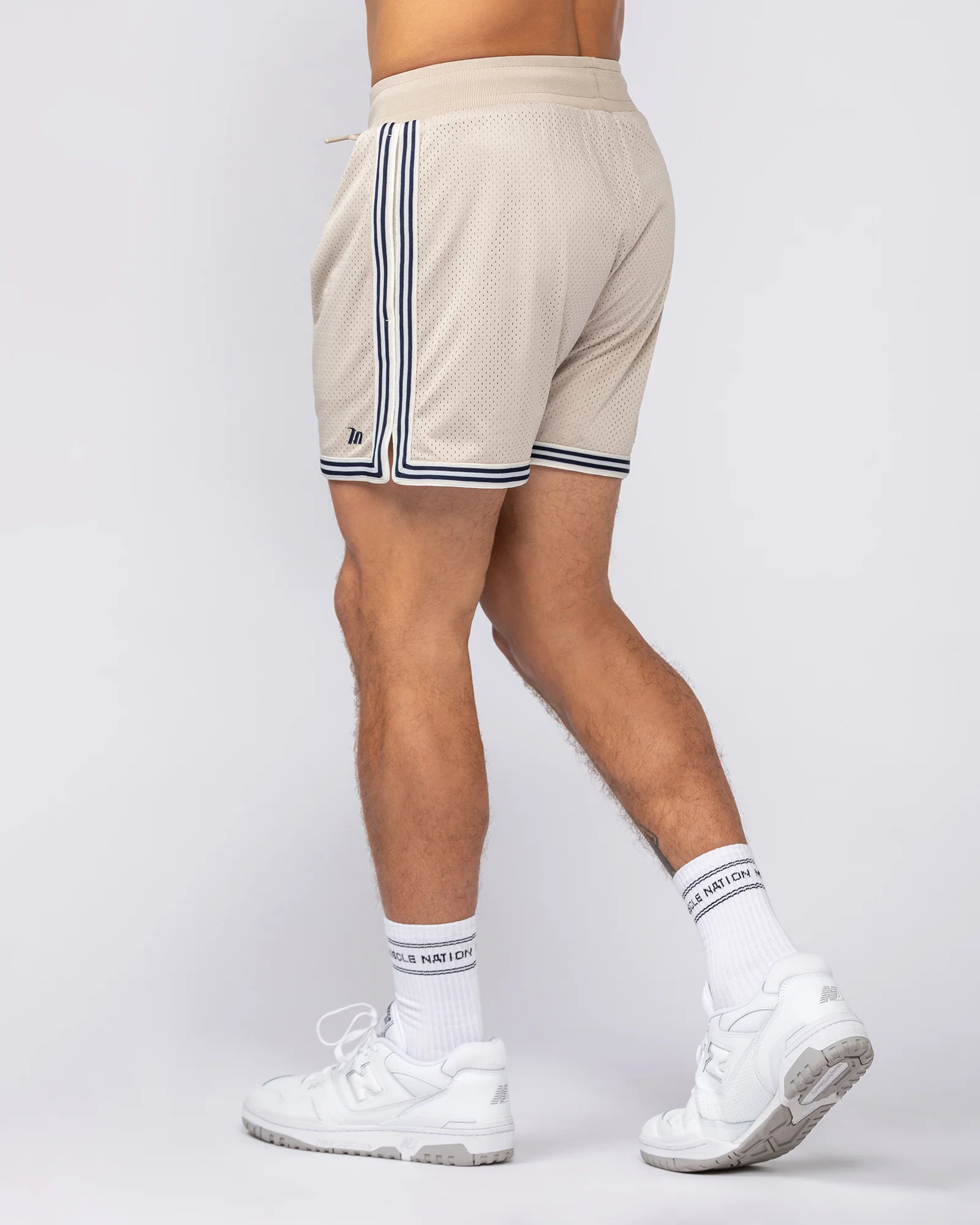 Retro Mesh Training 4" Shorts - Beige - Image 3