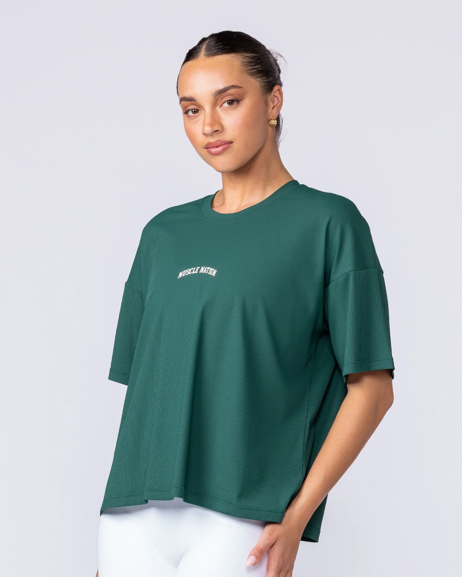 Rib Boxy Training Tee - Evergreen - Image 3