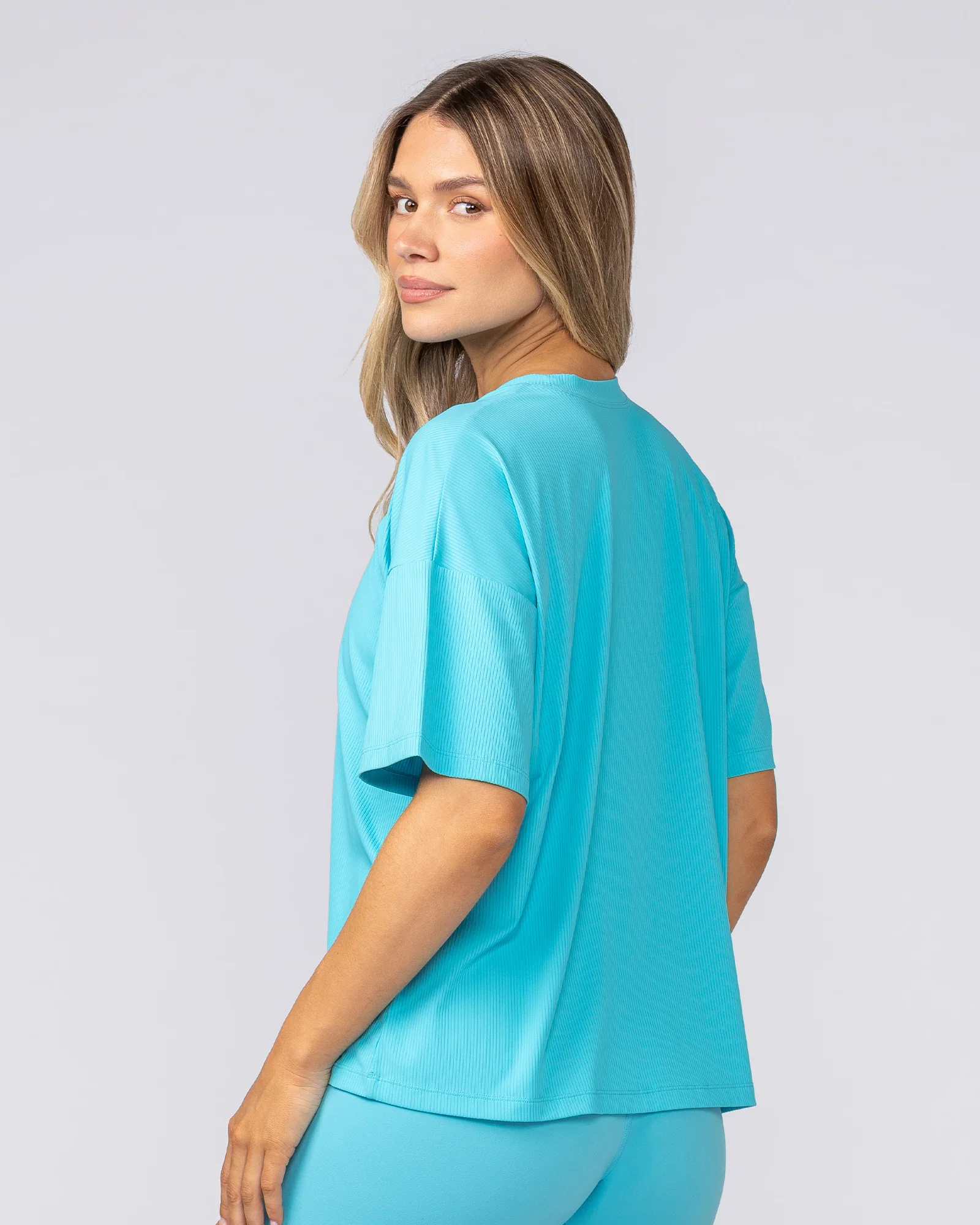 Rib Boxy Training Tee - Oasis Blue - Image 3