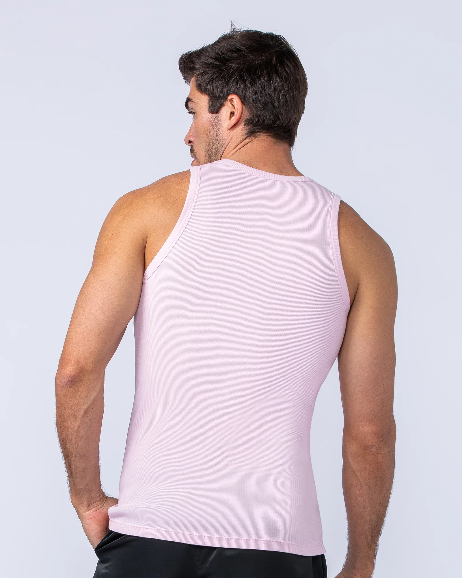 Rib Fitted Training Tank - Soft Pink - Image 4