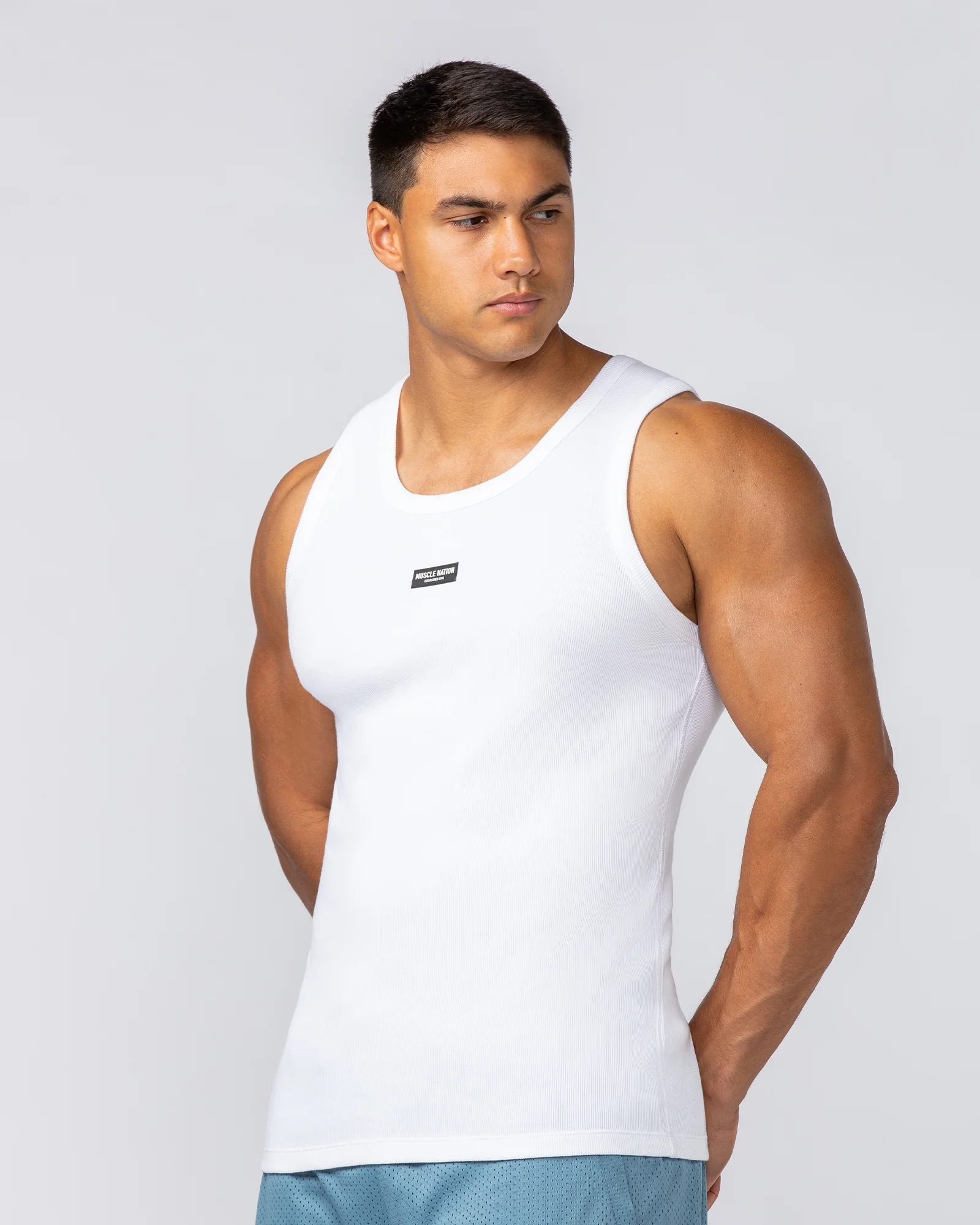 Rib Fitted Training Tank - White - Image 4