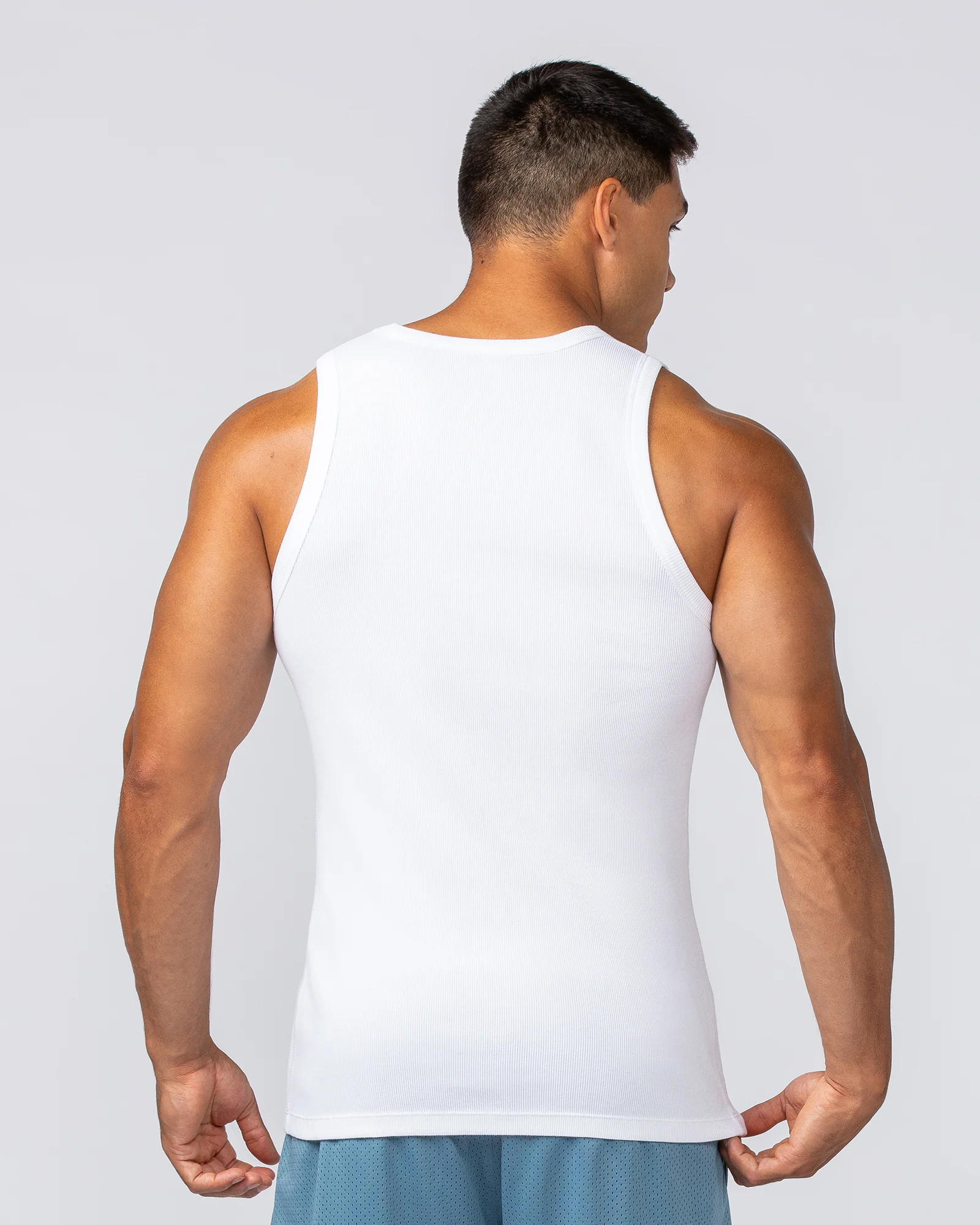 Rib Fitted Training Tank - White - Image 5