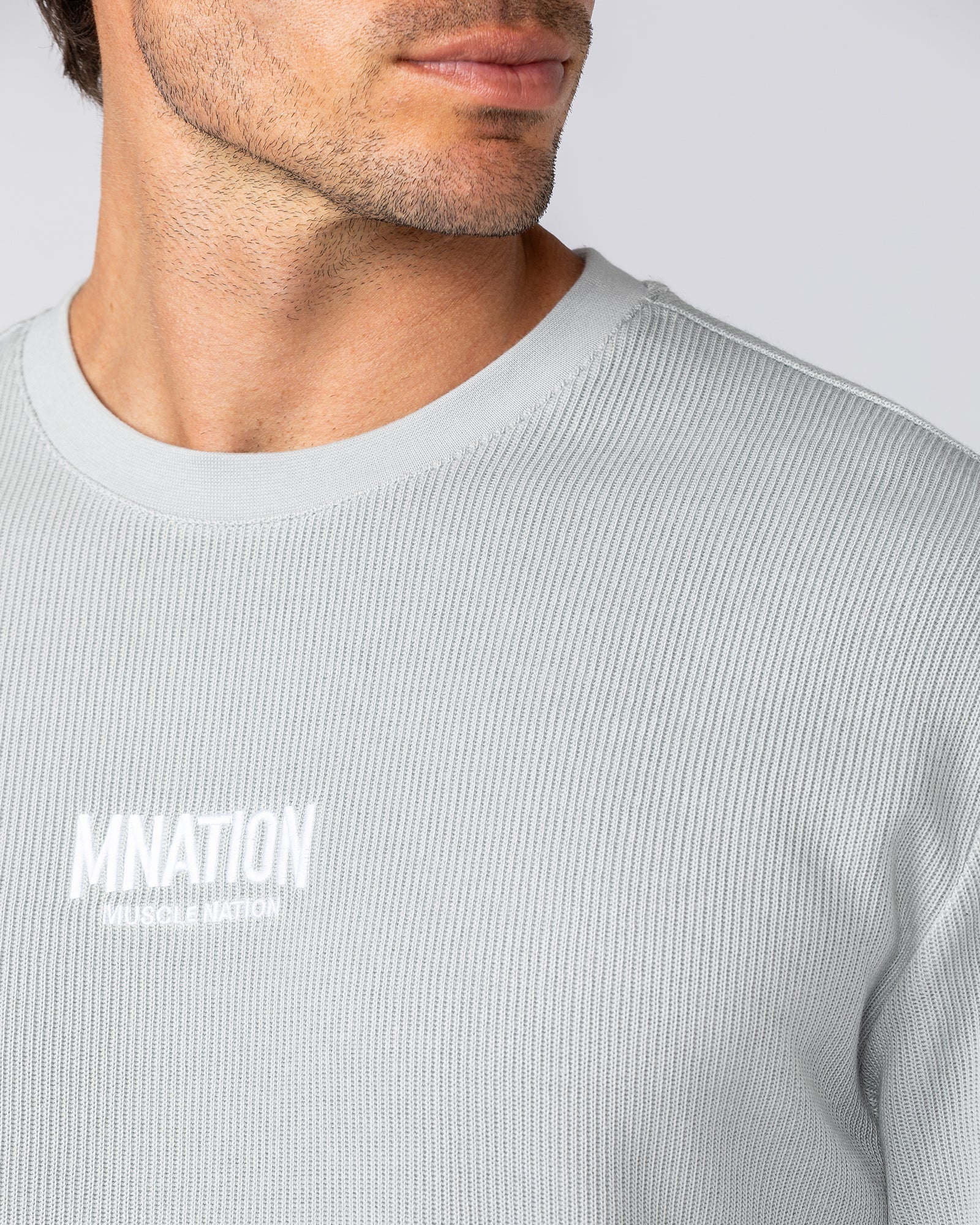 Rib Long Sleeve Tee - Light Grey - Image 2