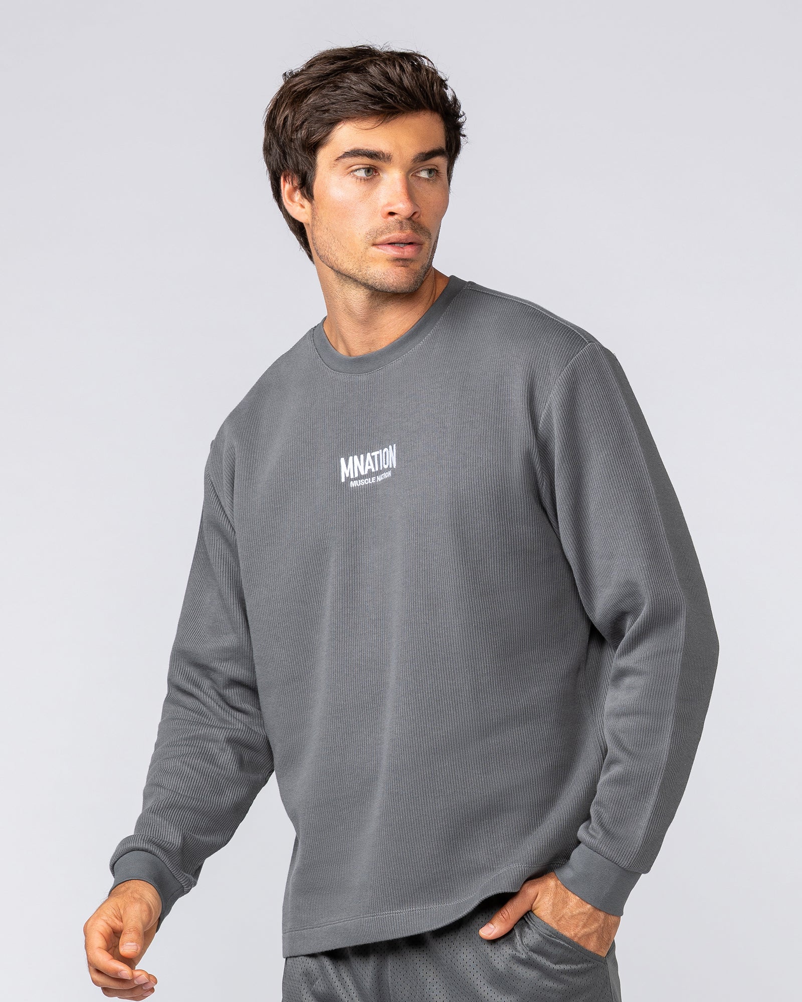 Rib Long Sleeve Tee - Tornado - Image 3