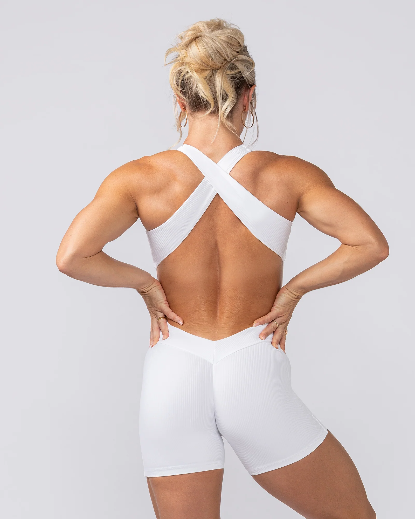 Rib Zip Up One Piece - White - Image 6