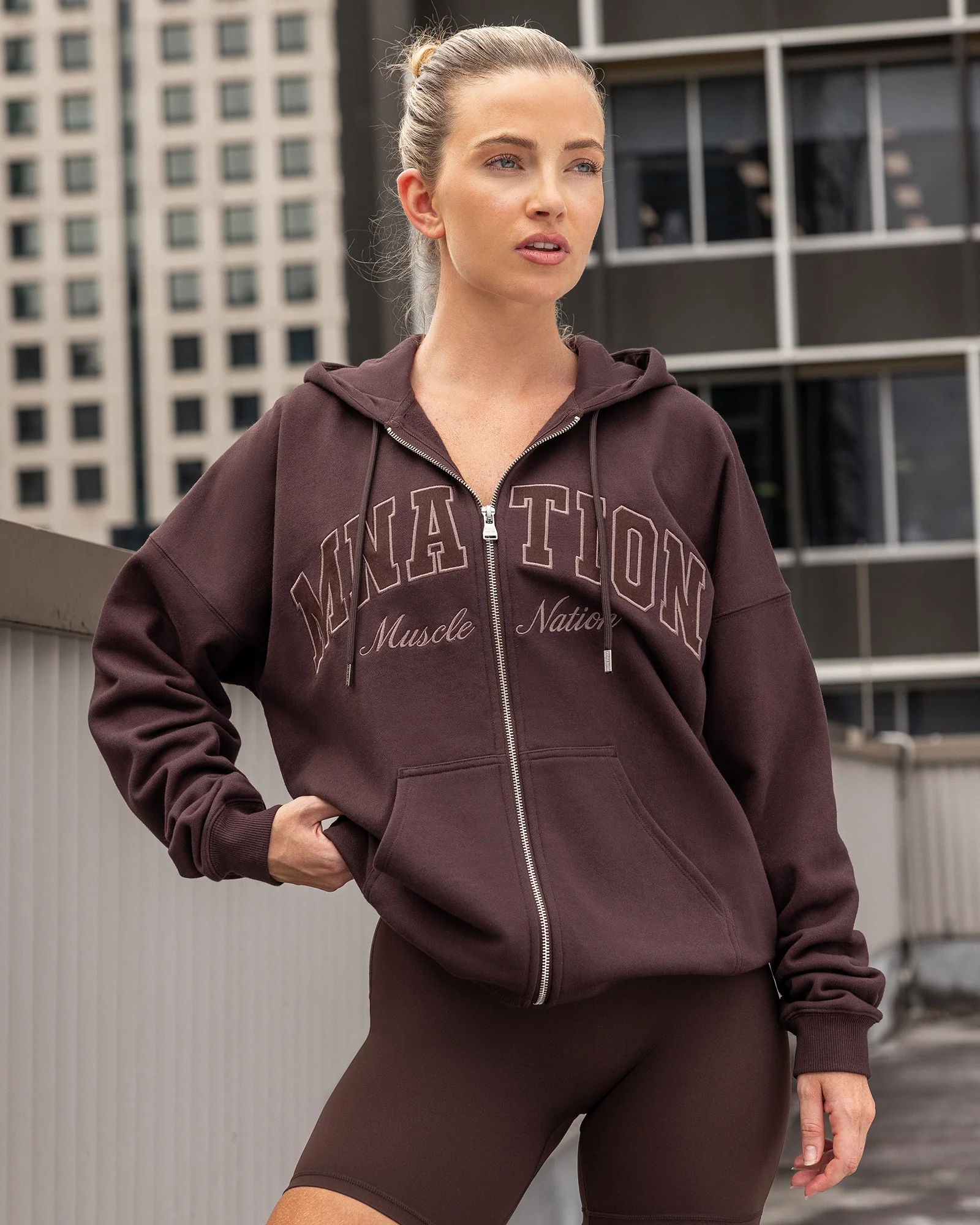 Routine Zip Through Hoodie - Cocoa
