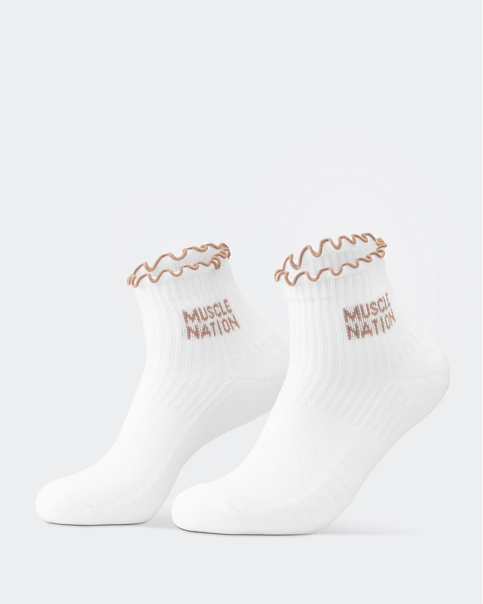 Ruffle Crew Sock - 1Pack - White / Stone