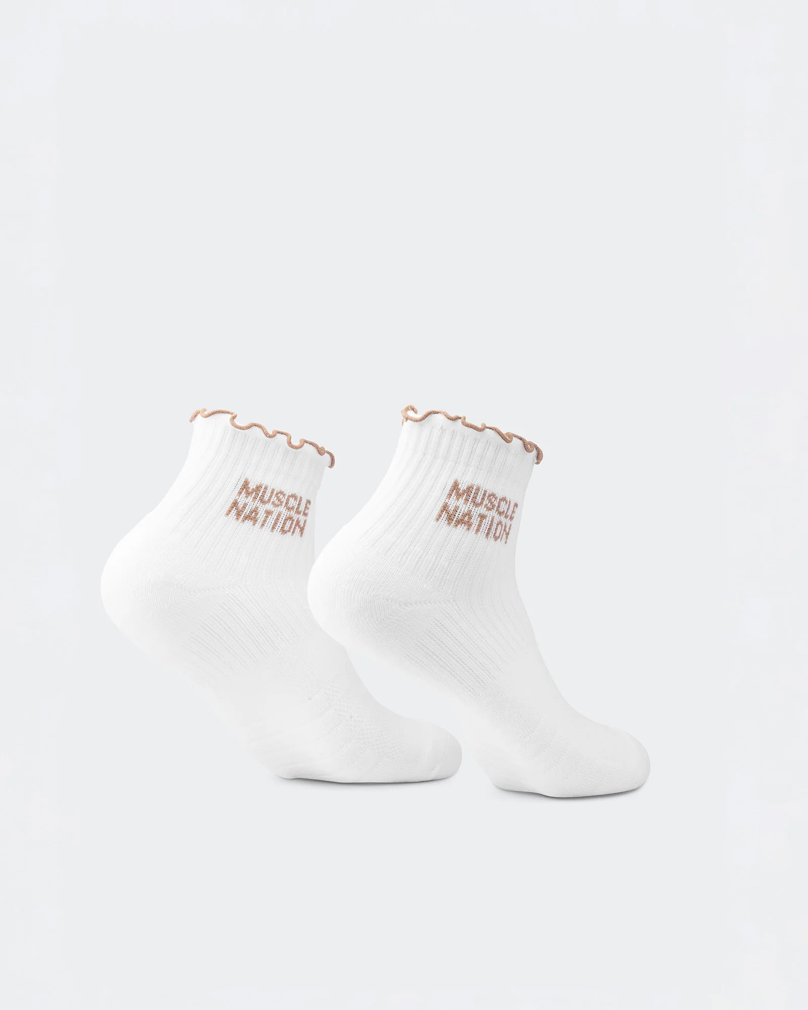 Ruffle Crew Sock - 1Pack - White / Stone - Image 3