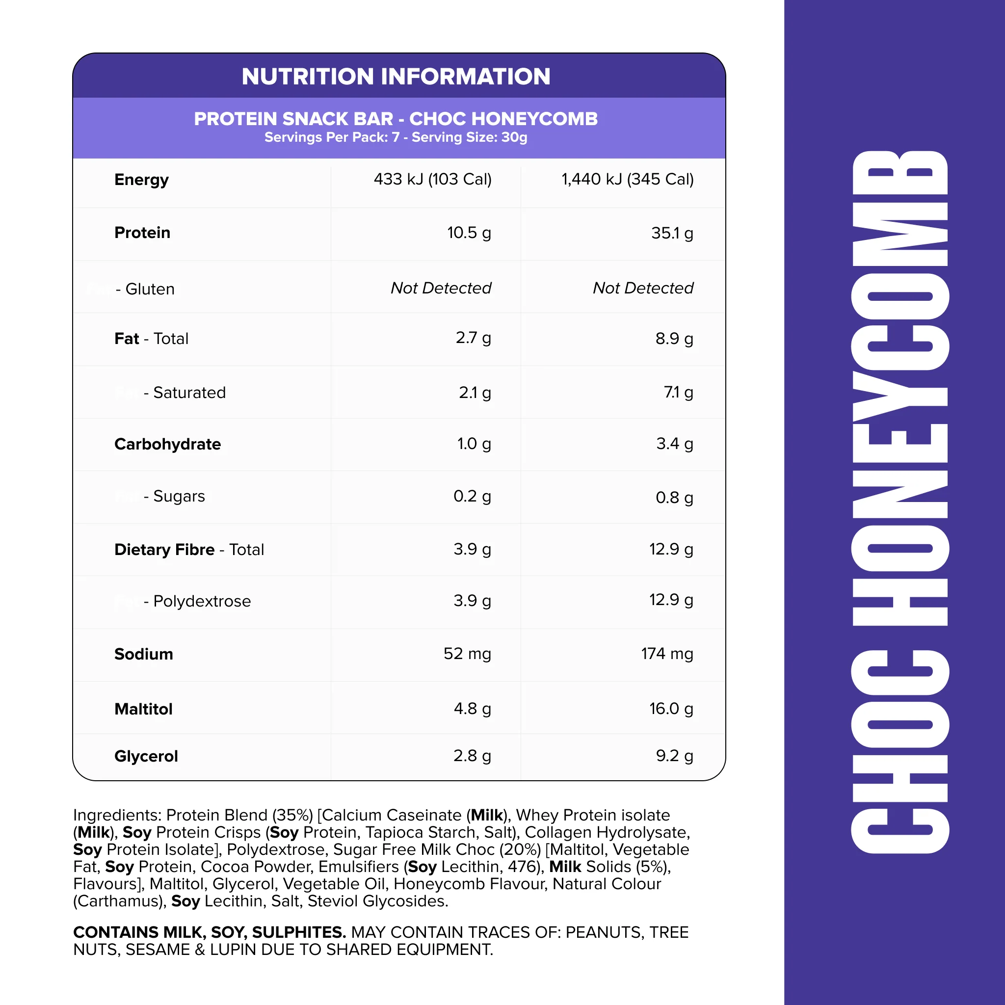 SNACK Protein Bar - Choc Honeycomb 7 Pack - Image 2