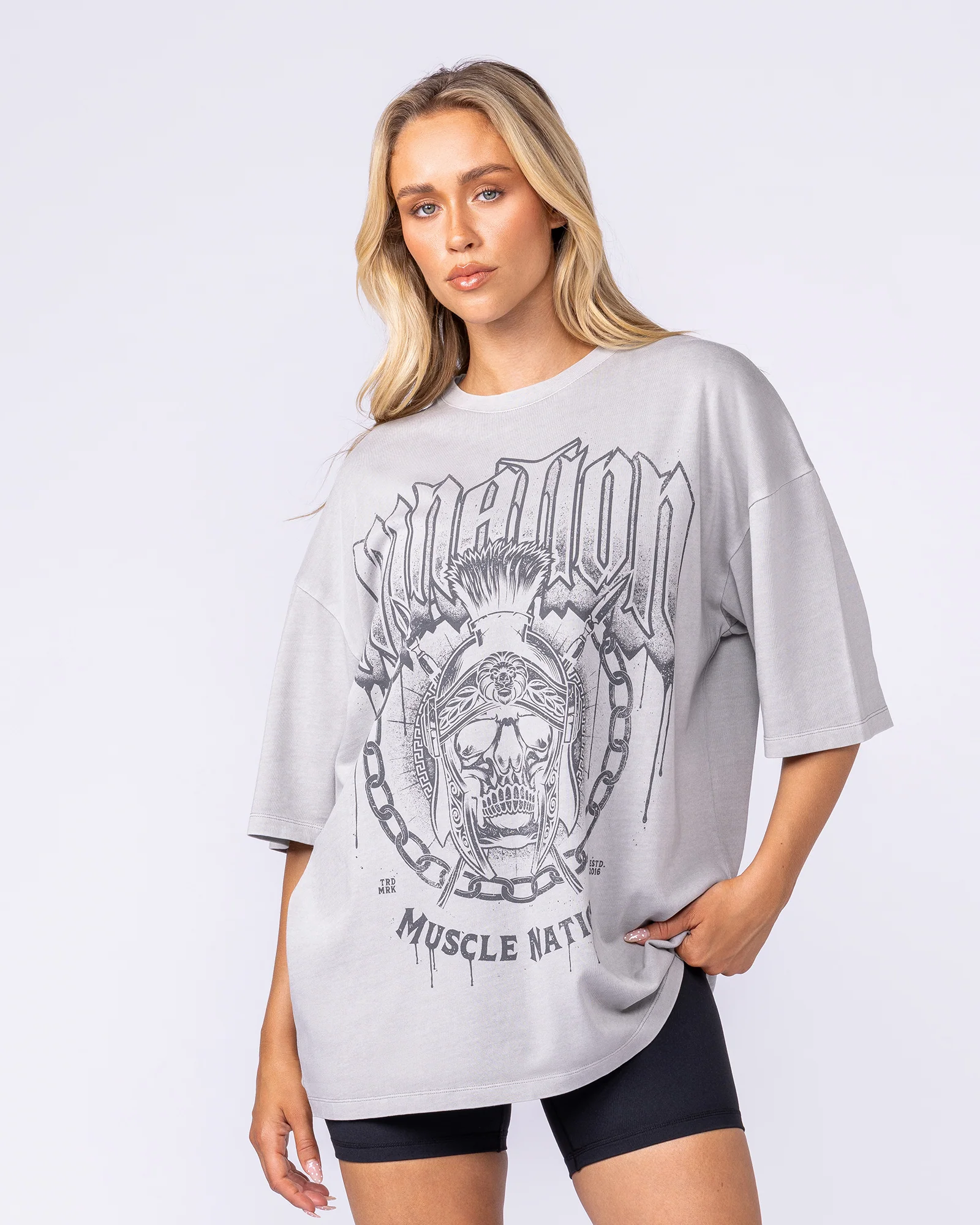 Spartan Oversized Vintage Tee - Washed Quiet Grey - Image 7