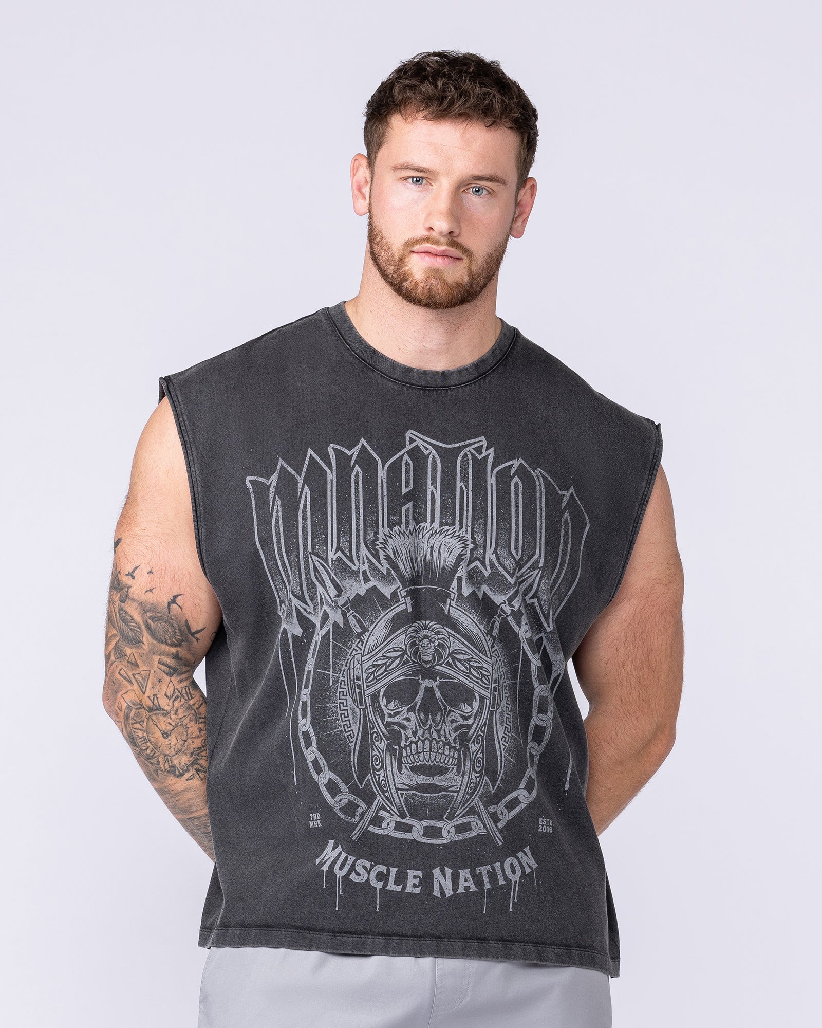 Spartan Vintage Boxy Muscle Tank - Washed Black - Image 3