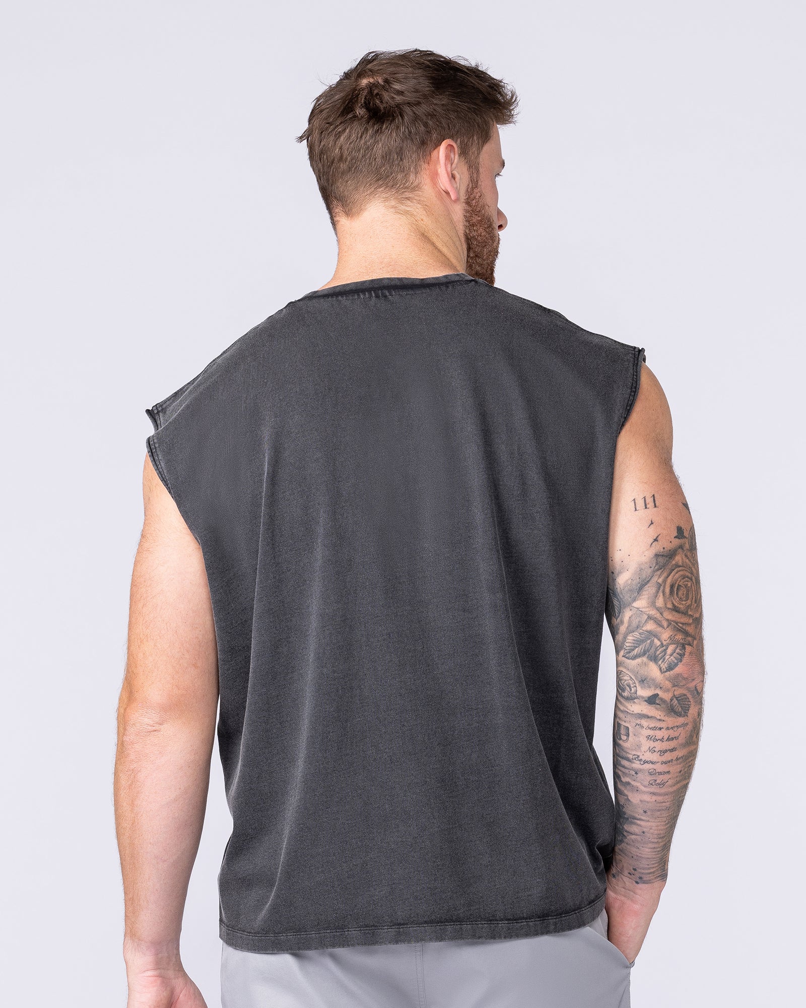 Spartan Vintage Boxy Muscle Tank - Washed Black - Image 5
